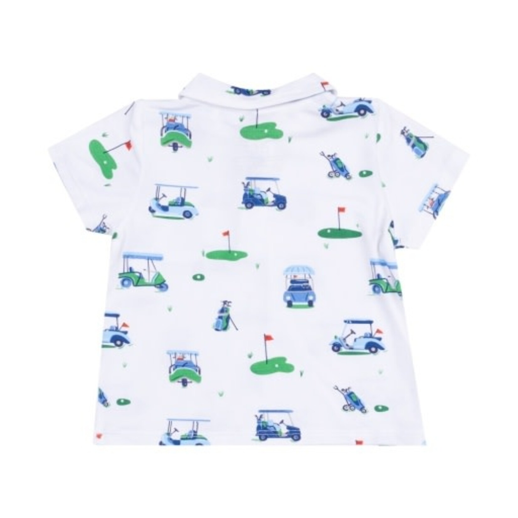 Angel Dear Vintage Golf Carts Blue Polo Shirt & Short Set