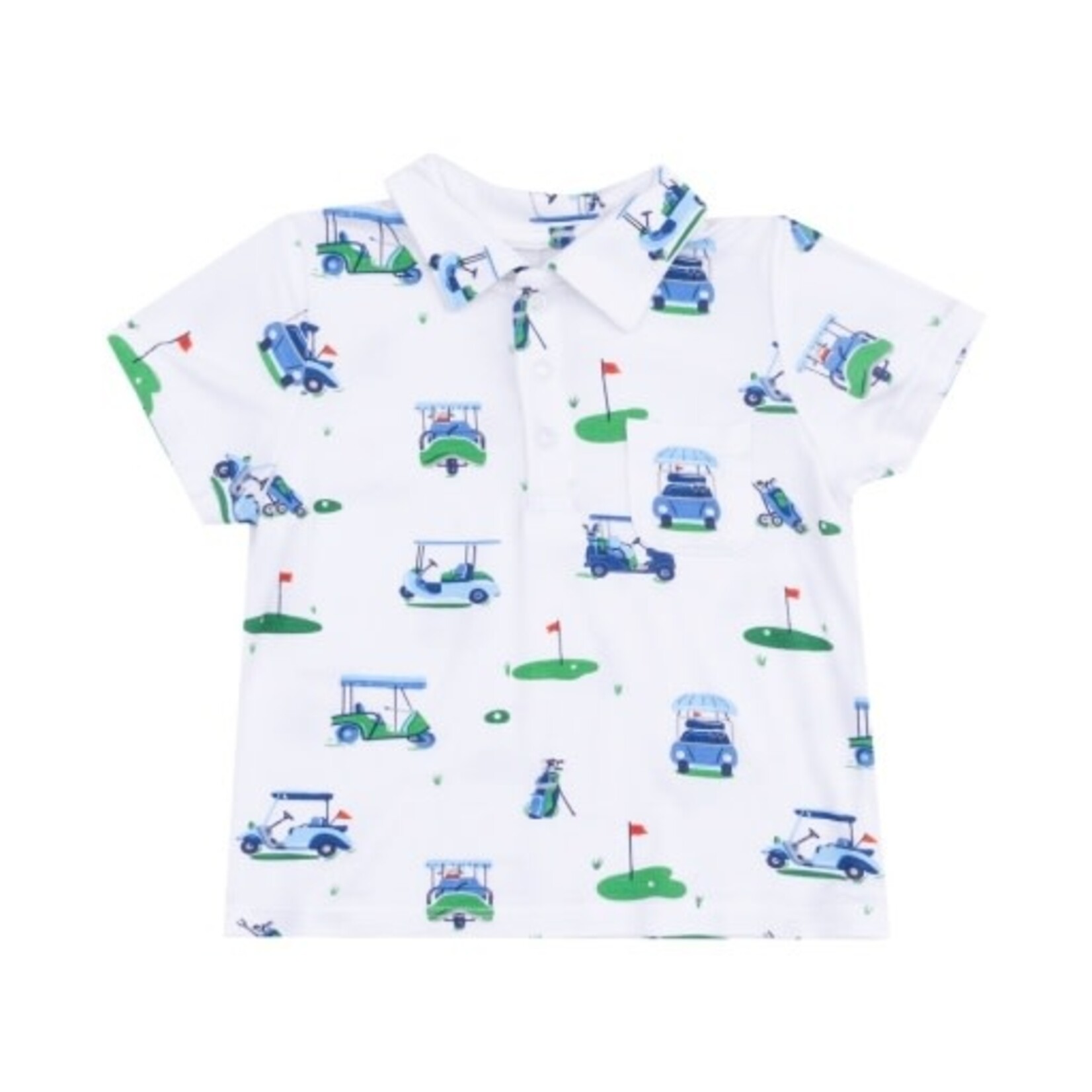 Angel Dear Vintage Golf Carts Blue Polo Shirt & Short Set