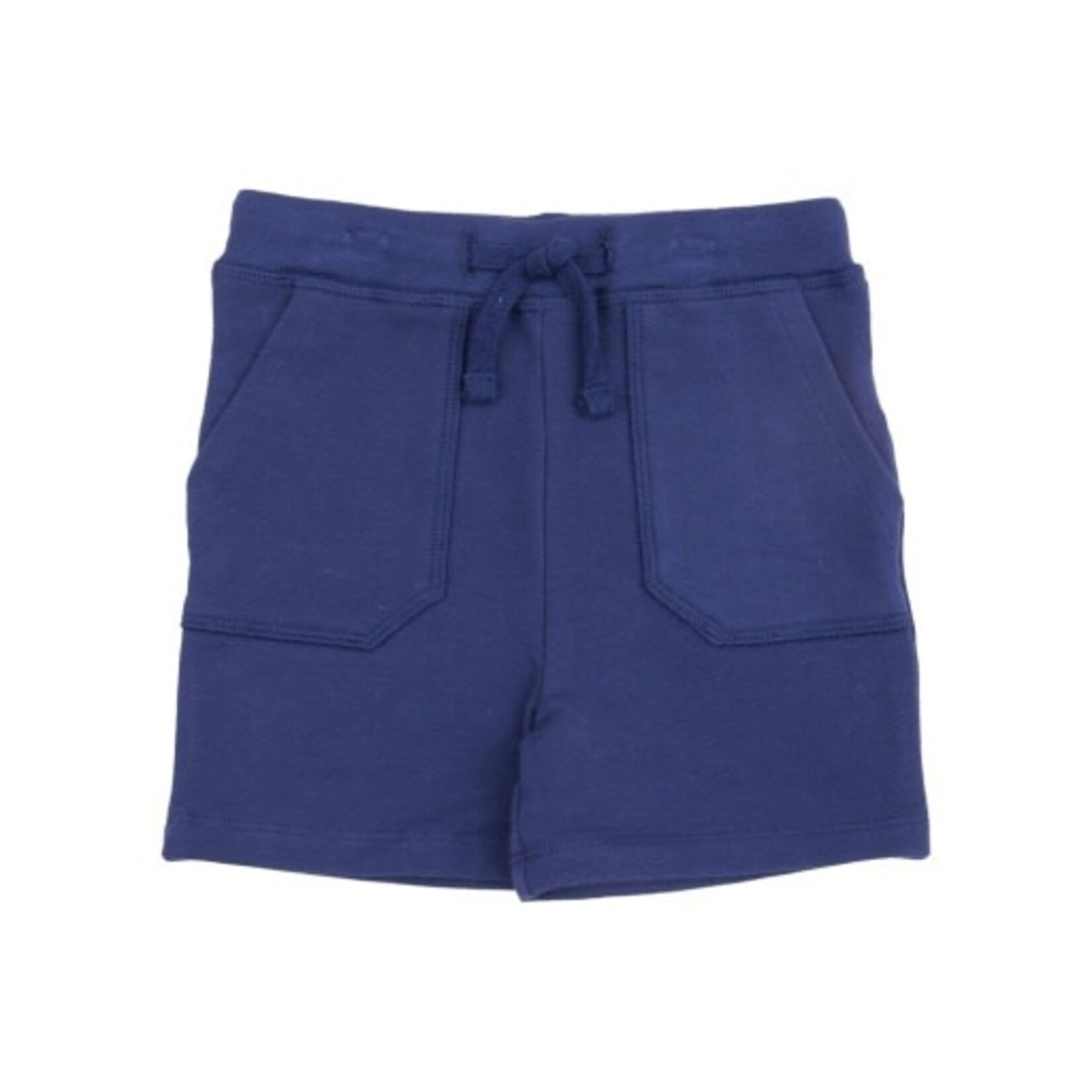 Angel Dear Navy Gingham Button Down Muslin Polo With French Terry Short