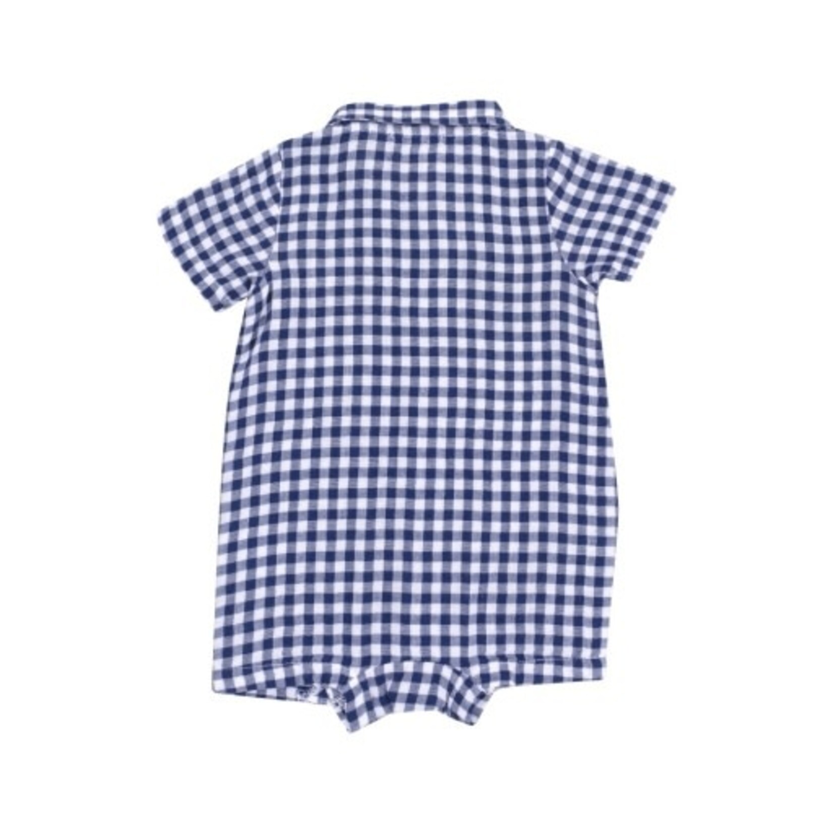 Angel Dear Navy Gingham Button Down Polo Shortie