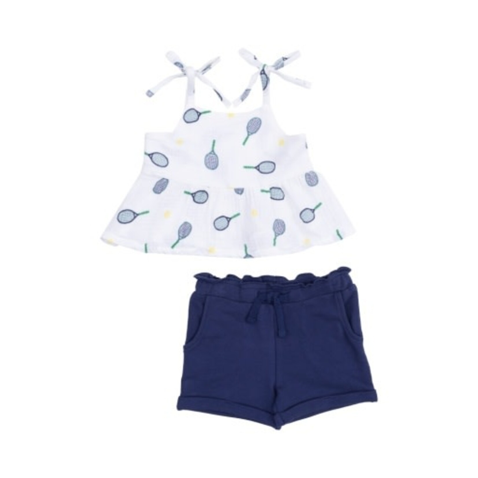 Angel Dear Tennis Peplum Tank With Smocking Muslin And Paperback Short French Terry