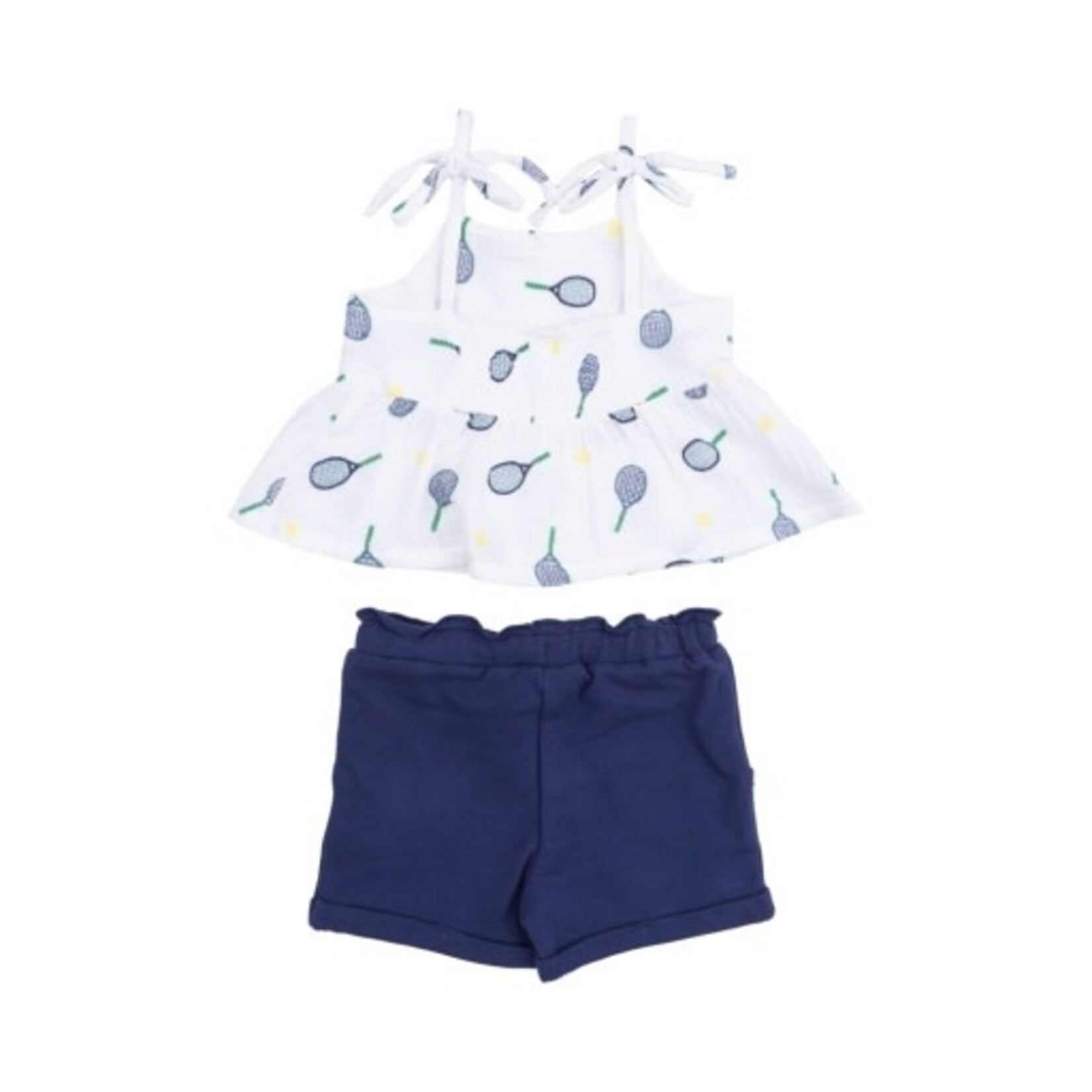 Angel Dear Tennis Peplum Tank With Smocking Muslin And Paperback Short French Terry