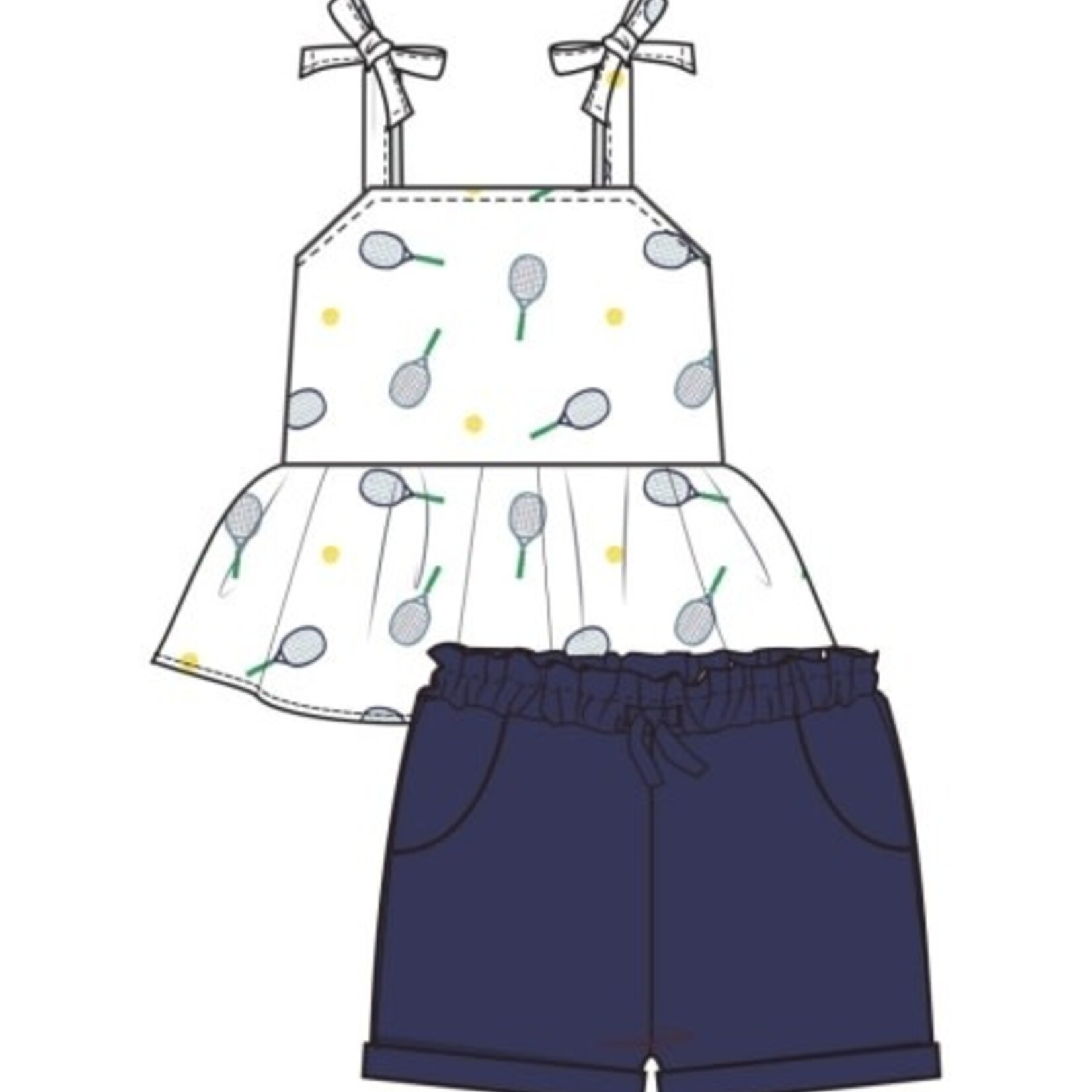 Angel Dear Tennis Peplum Tank With Smocking Muslin And Paperback Short French Terry