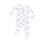 Angel Dear Bubbly Whale Pink Ribbed 2 Way Zipper Ruffle Back Footie