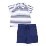Angel Dear Stripe Vintage Blue Rib Shirt And French Terry Short