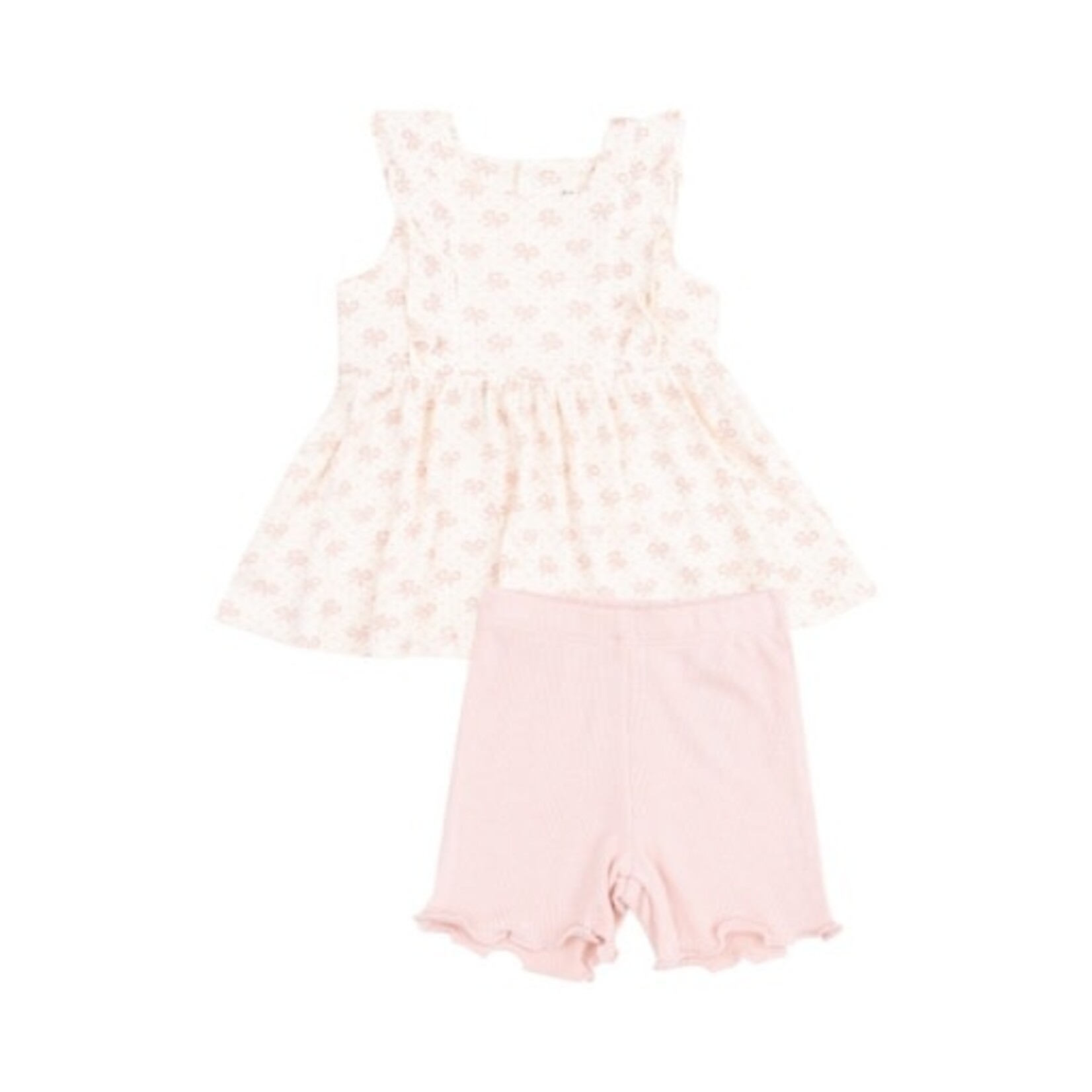 Angel Dear Vintage Mini Bows Square Neck Ruffle Tank and Bike Short