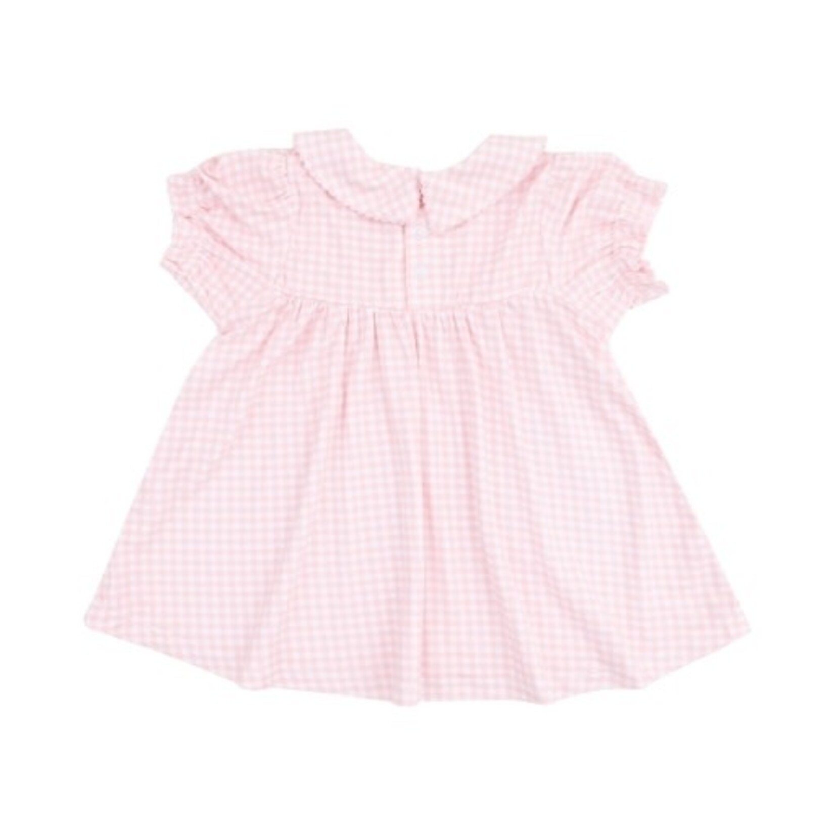 Angel Dear Mini Gingham Classic Smocked Peter Pan Collar Dress w/ Applique and DC