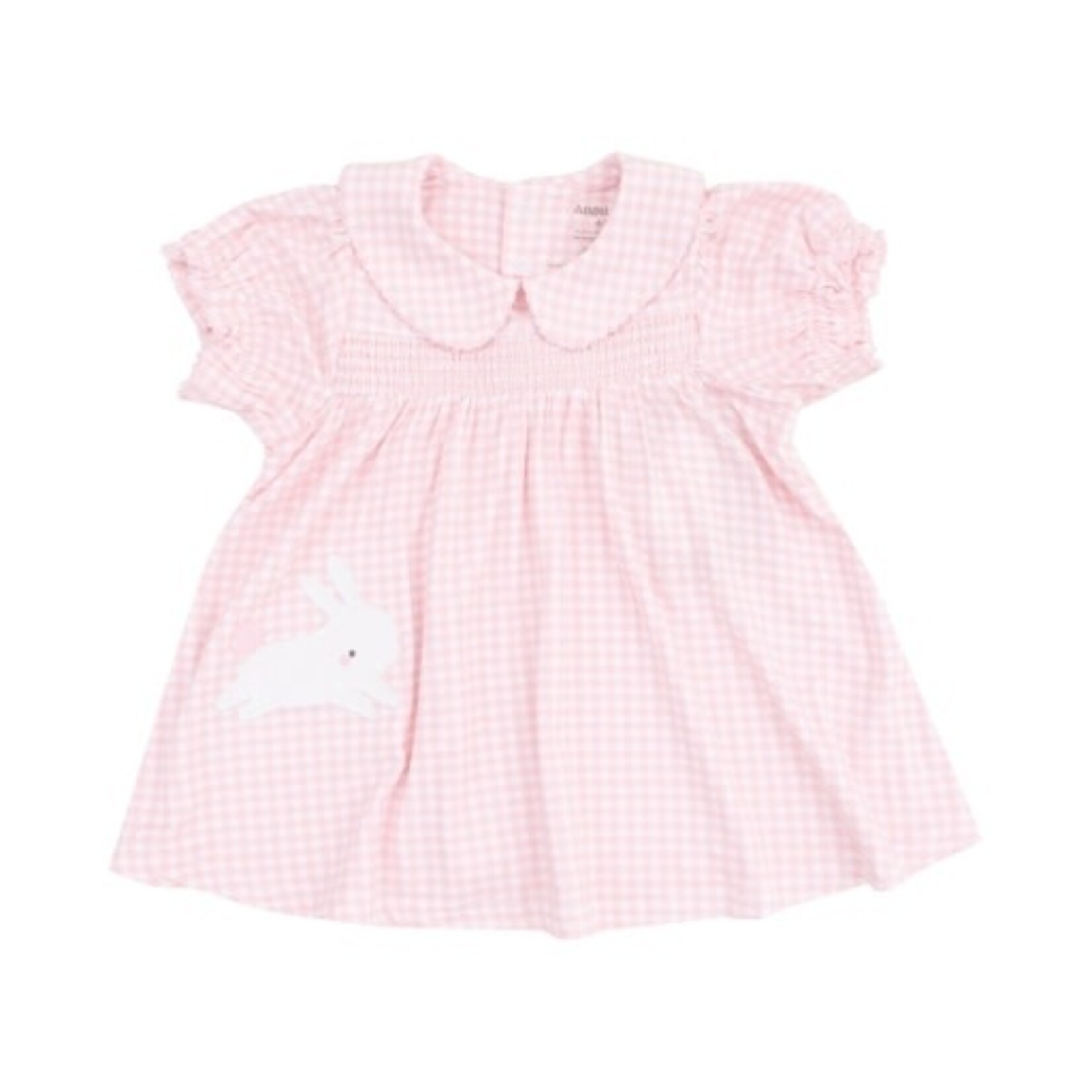 Angel Dear Mini Gingham Classic Smocked Peter Pan Collar Dress w/ Applique and DC