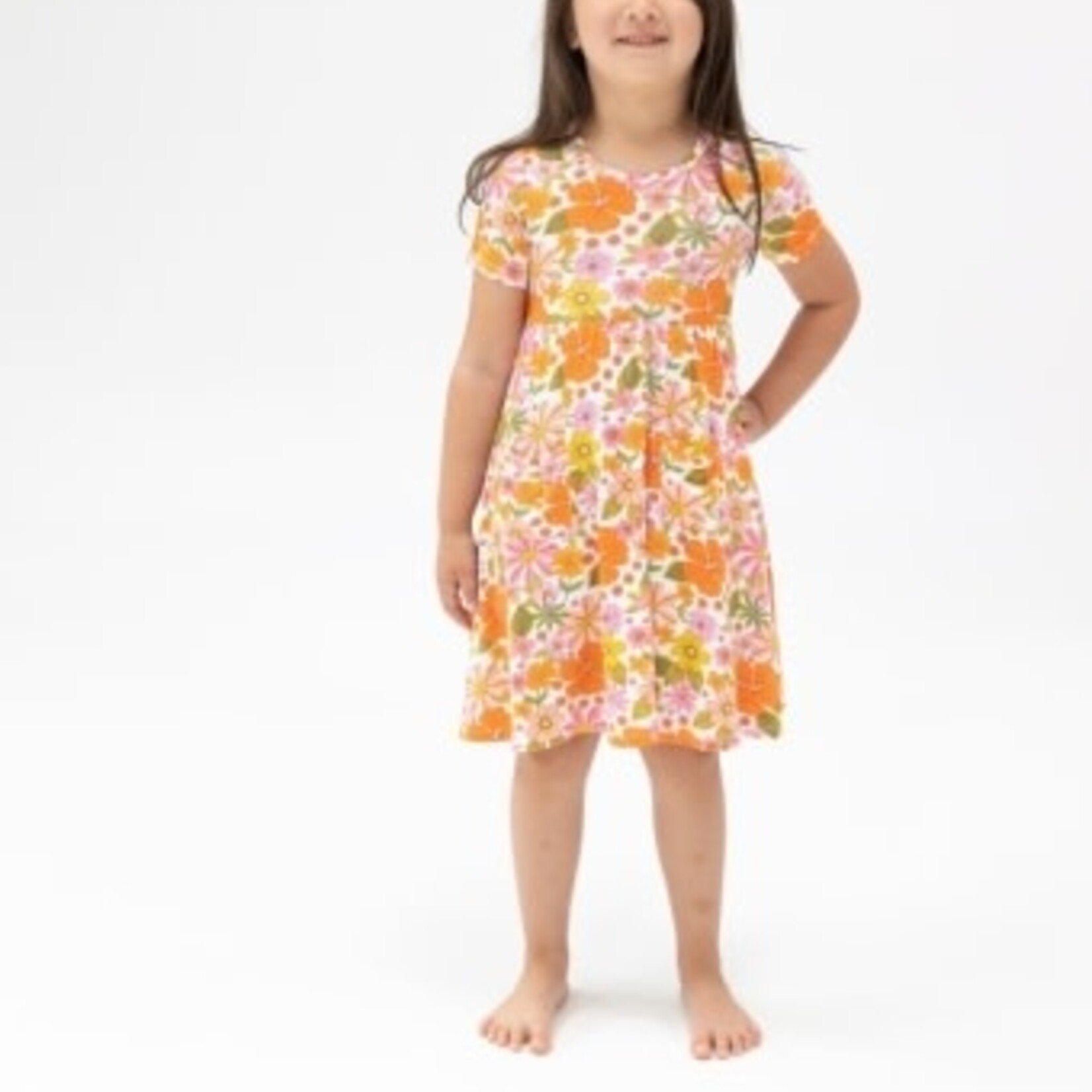 Angel Dear Boho Beachy Floral S/S Twirly Dress