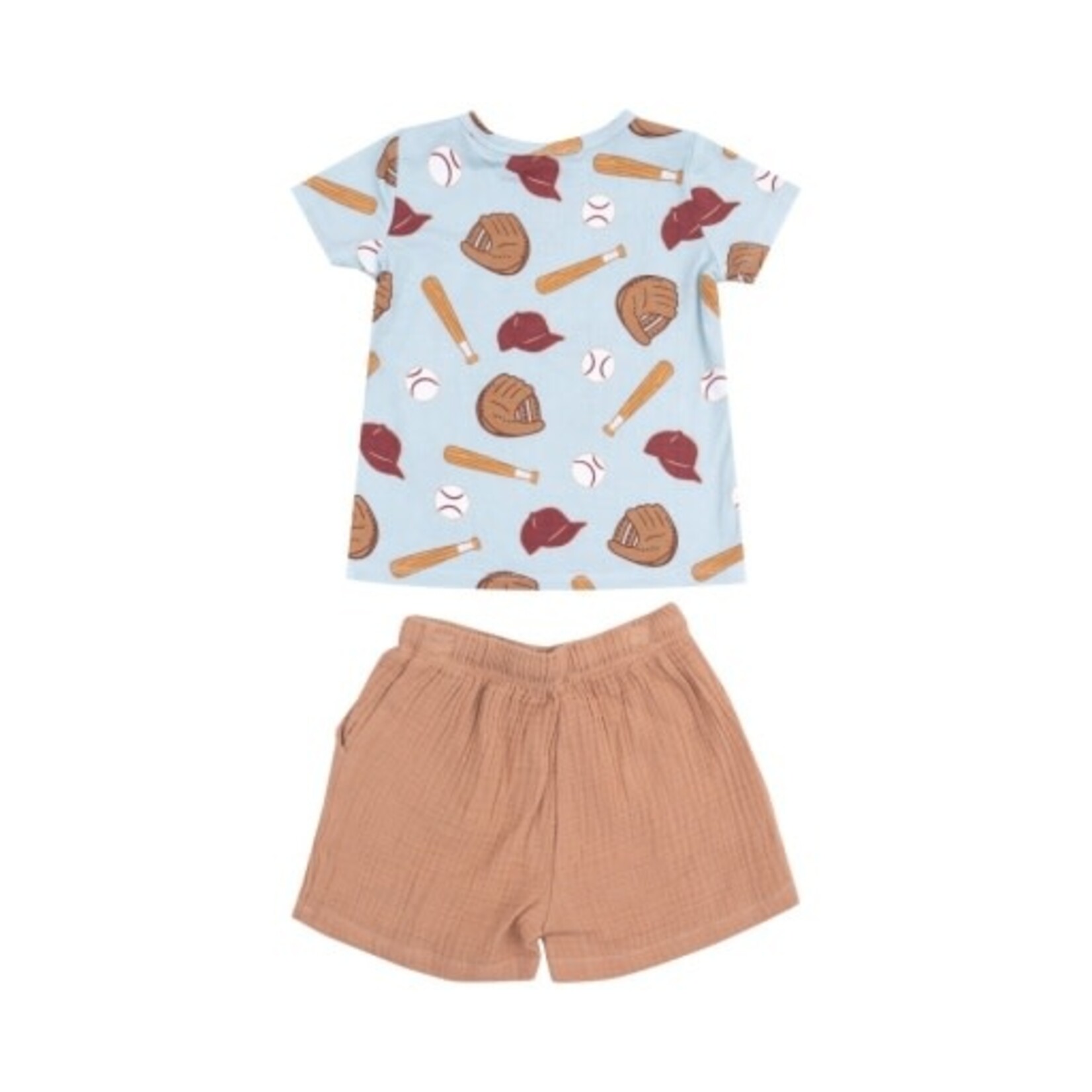 Angel Dear Baseball Crew Neck Tee And Short Muslin