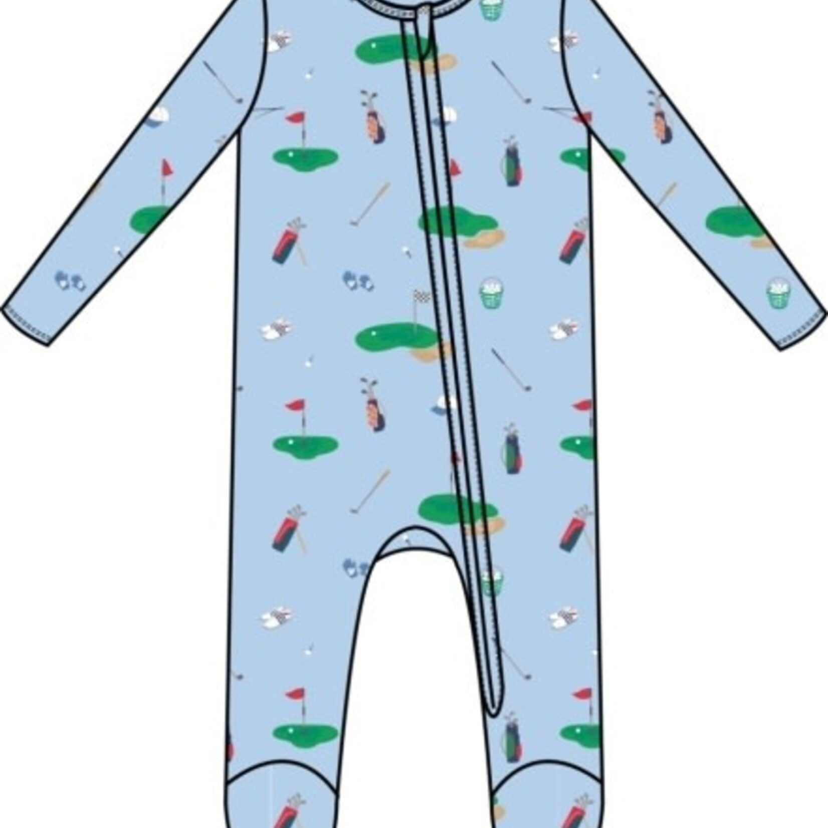 Angel Dear Golf Things Blue 2 Way Zipper Footie