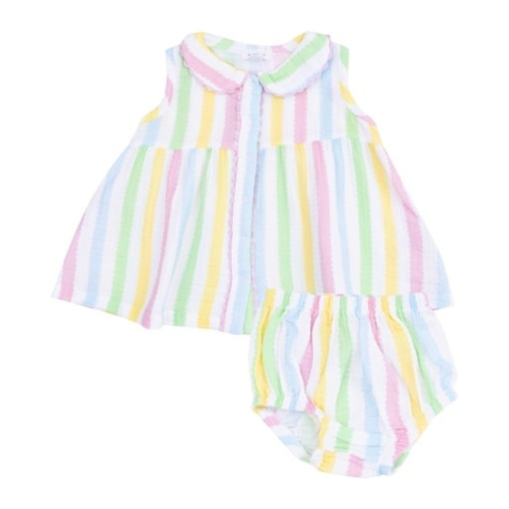 Angel Dear Ric Rac Stripe The Jill- Peter Pan Button Front Dress w/ Ric Rac Trim and DC