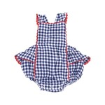 Angel Dear Navy Gingham Ric-Rac Ruffle Sunsuit