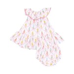 Angel Dear Ribbon Bouquets Circle Neck Ruffle Dress + Bloomer