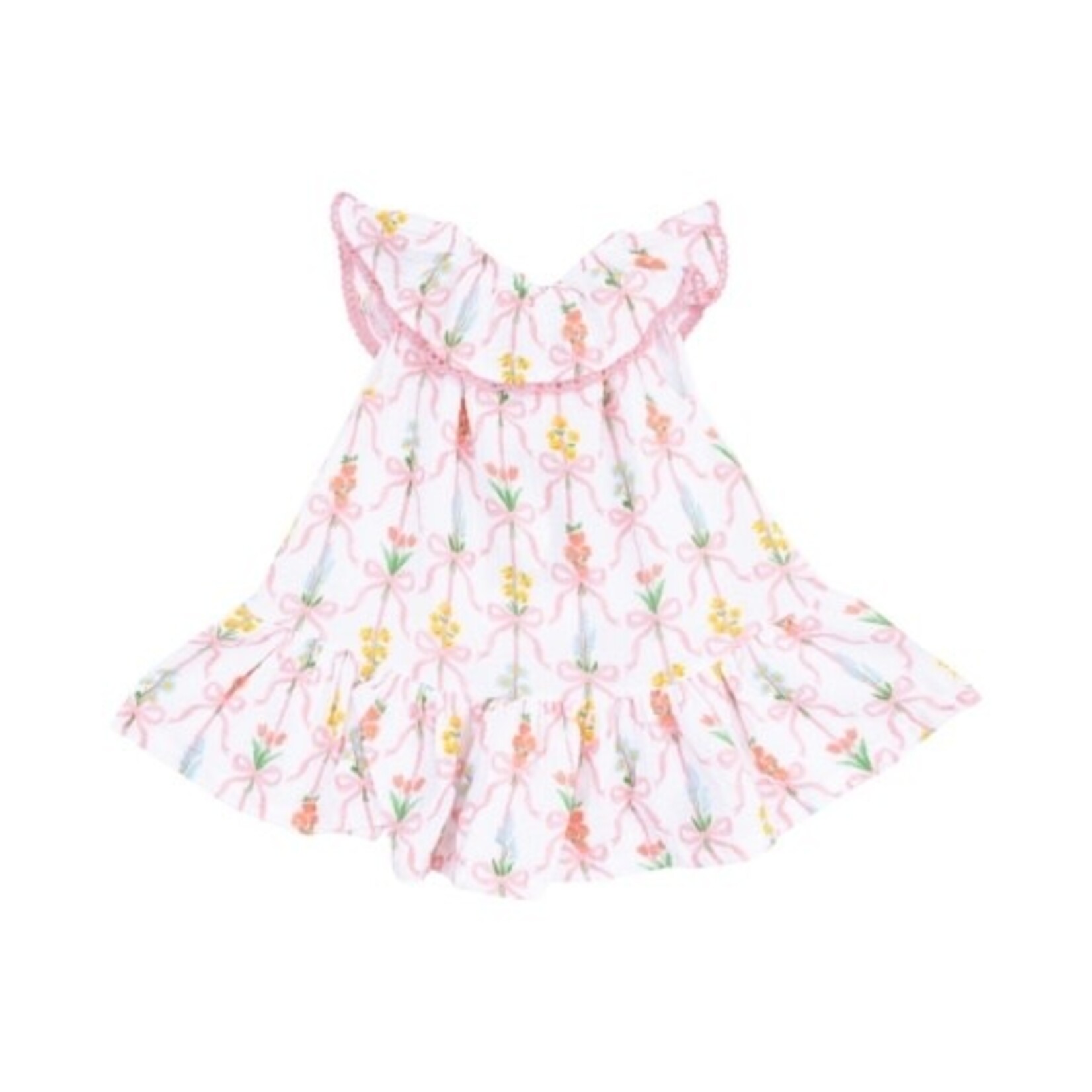 Angel Dear Ribbon Bouquets Circle Neck Ruffle Dress + Bloomer