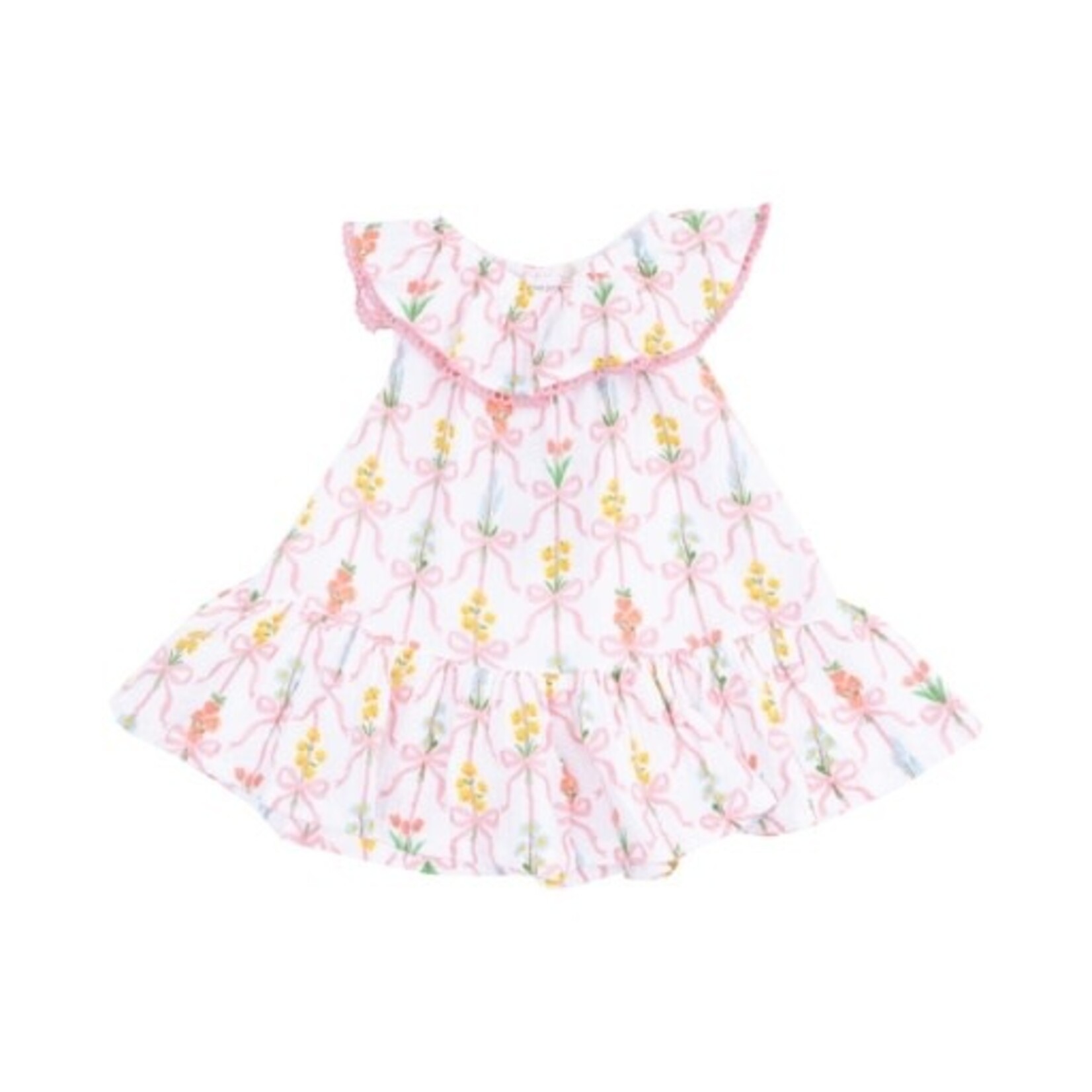 Angel Dear Ribbon Bouquets Circle Neck Ruffle Dress + Bloomer