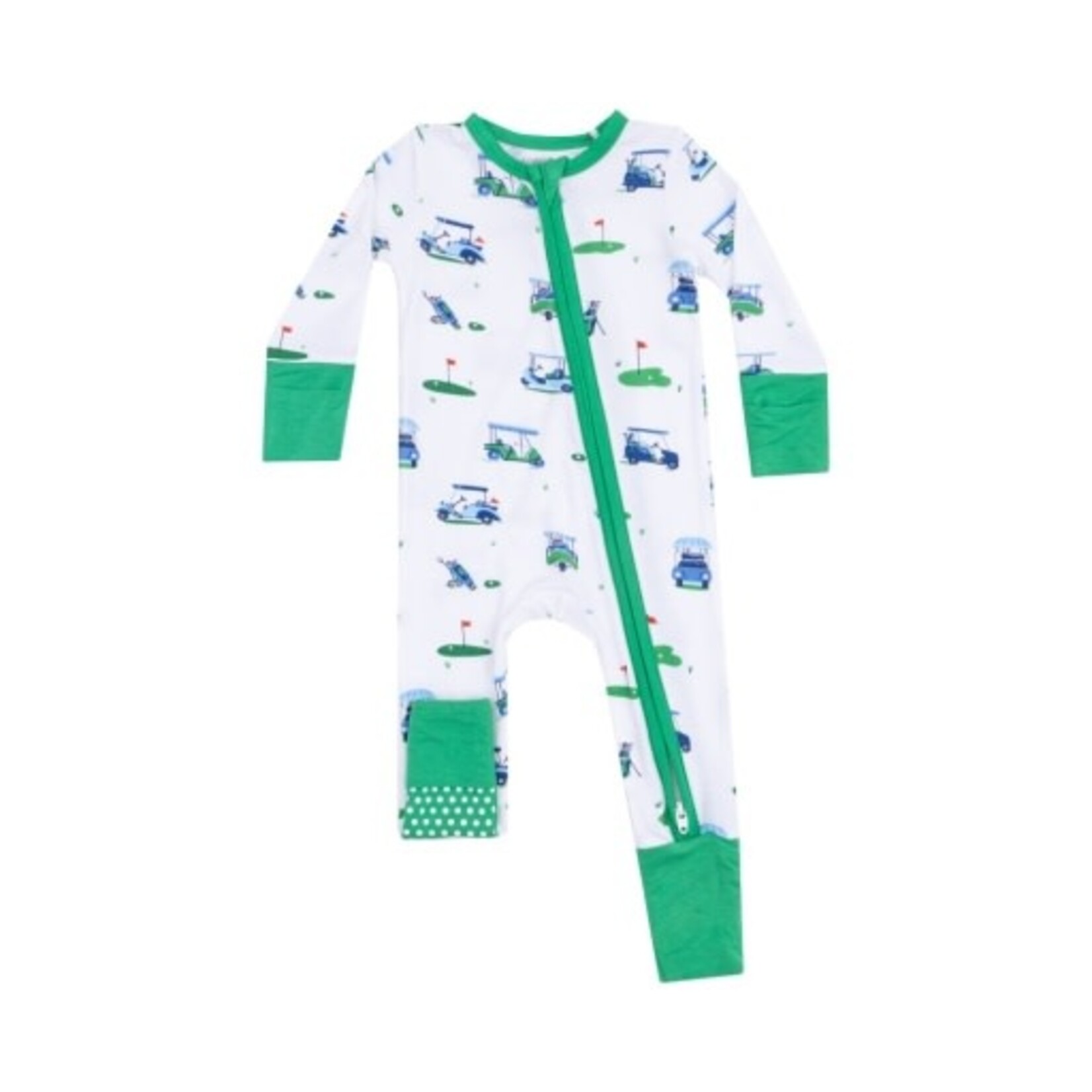 Angel Dear Vintage Golf Carts Blues 2 Way Zipper Romper