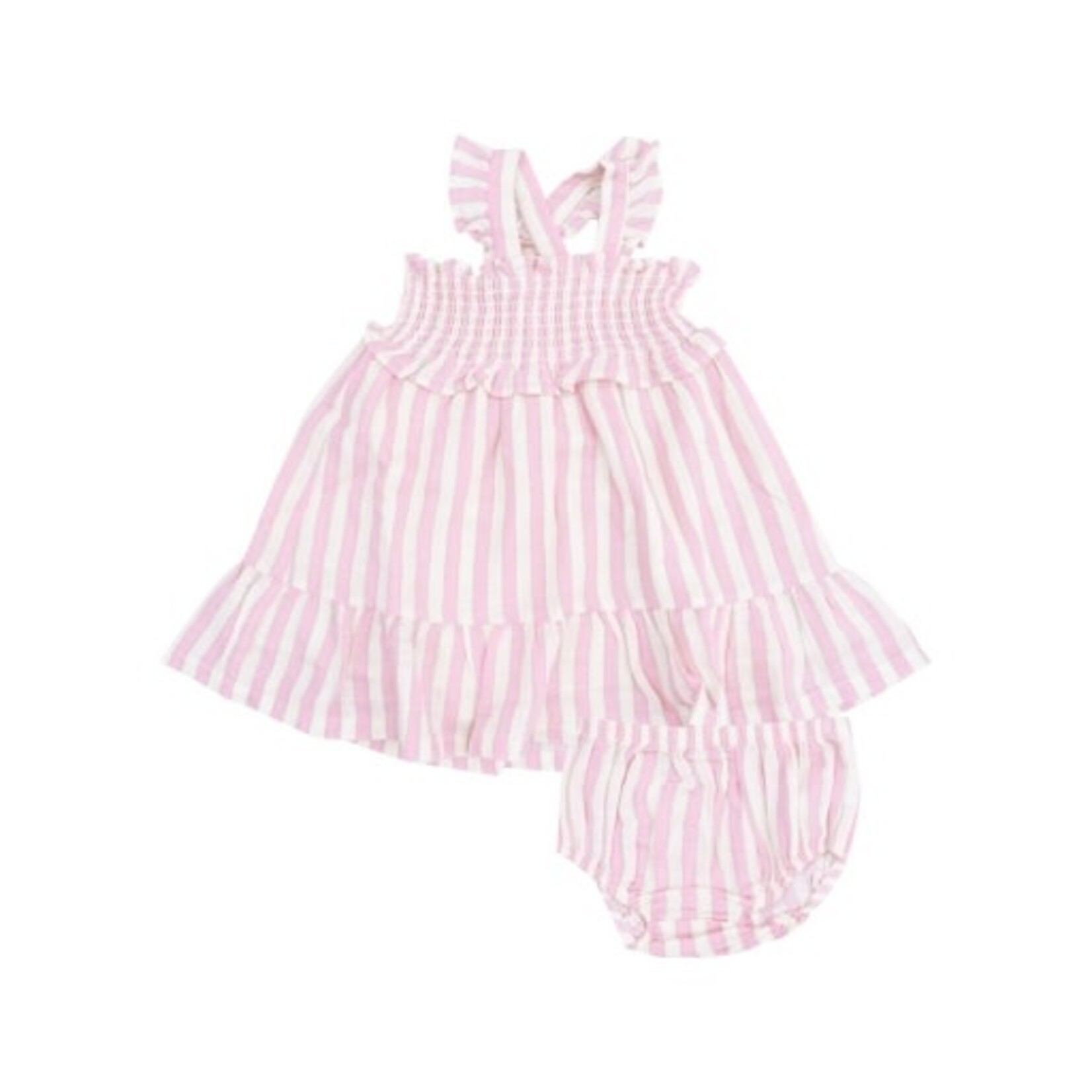 Angel Dear Candy Stripe Smocked Ruffle Sundress & Diaper Cover