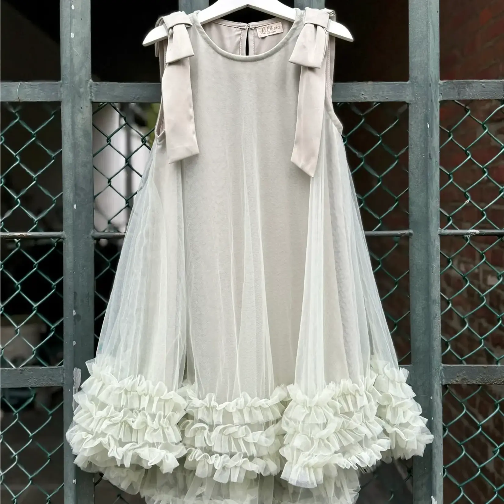 La Olivia Kids Demelza Tulle Dress  Green