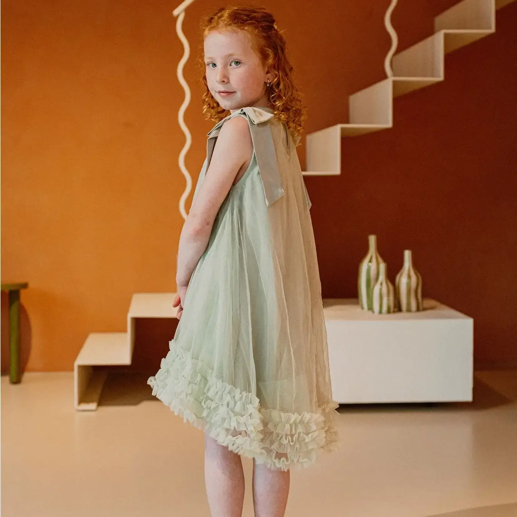 La Olivia Kids Demelza Tulle Dress  Green