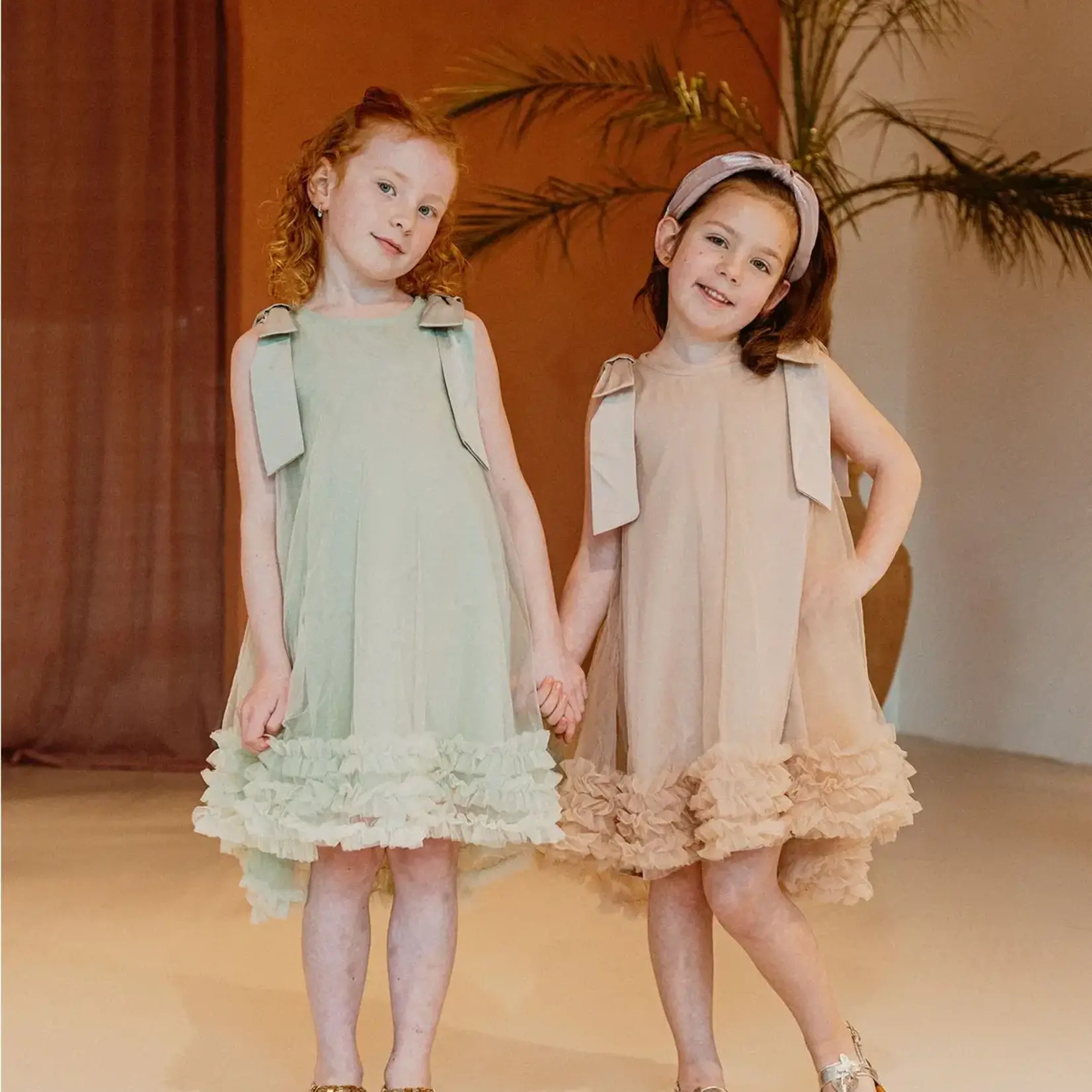 La Olivia Kids Demelza Tulle Dress  Green