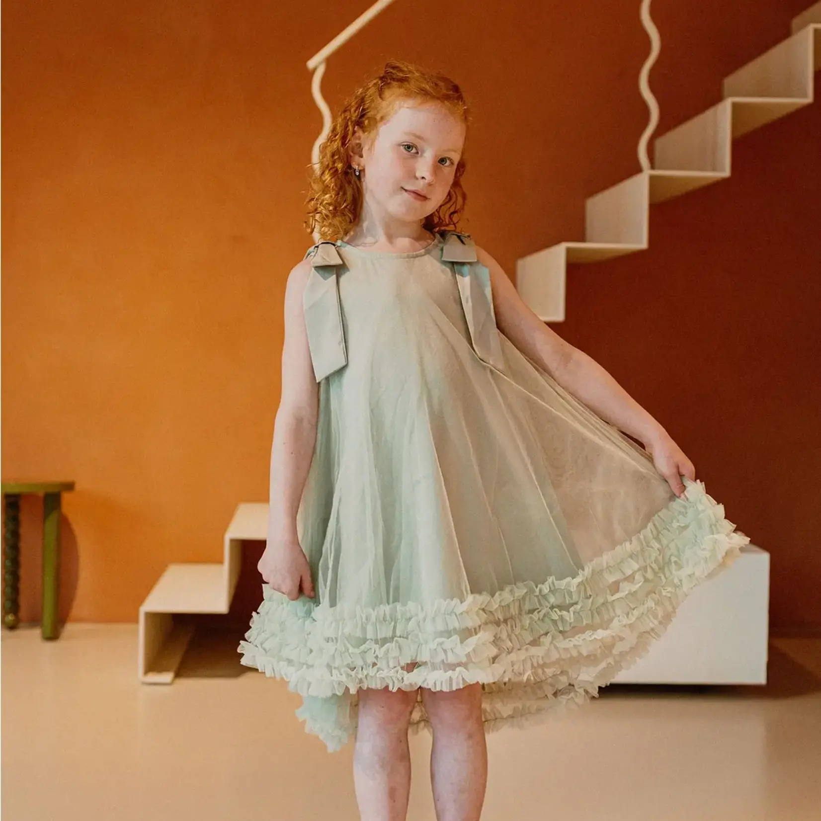 La Olivia Kids Demelza Tulle Dress  Green