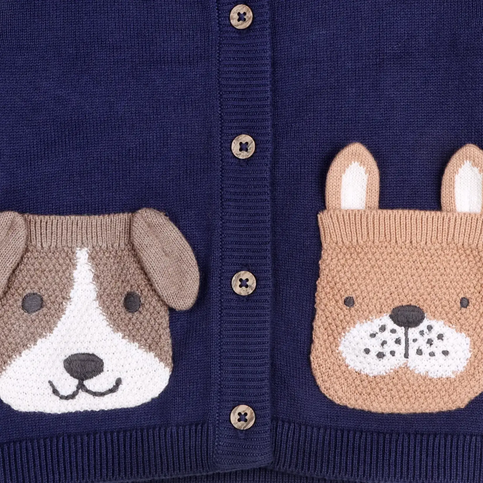 Viverano Organics Dog Pocket Embroidered Sweater Knit Baby Cardigan