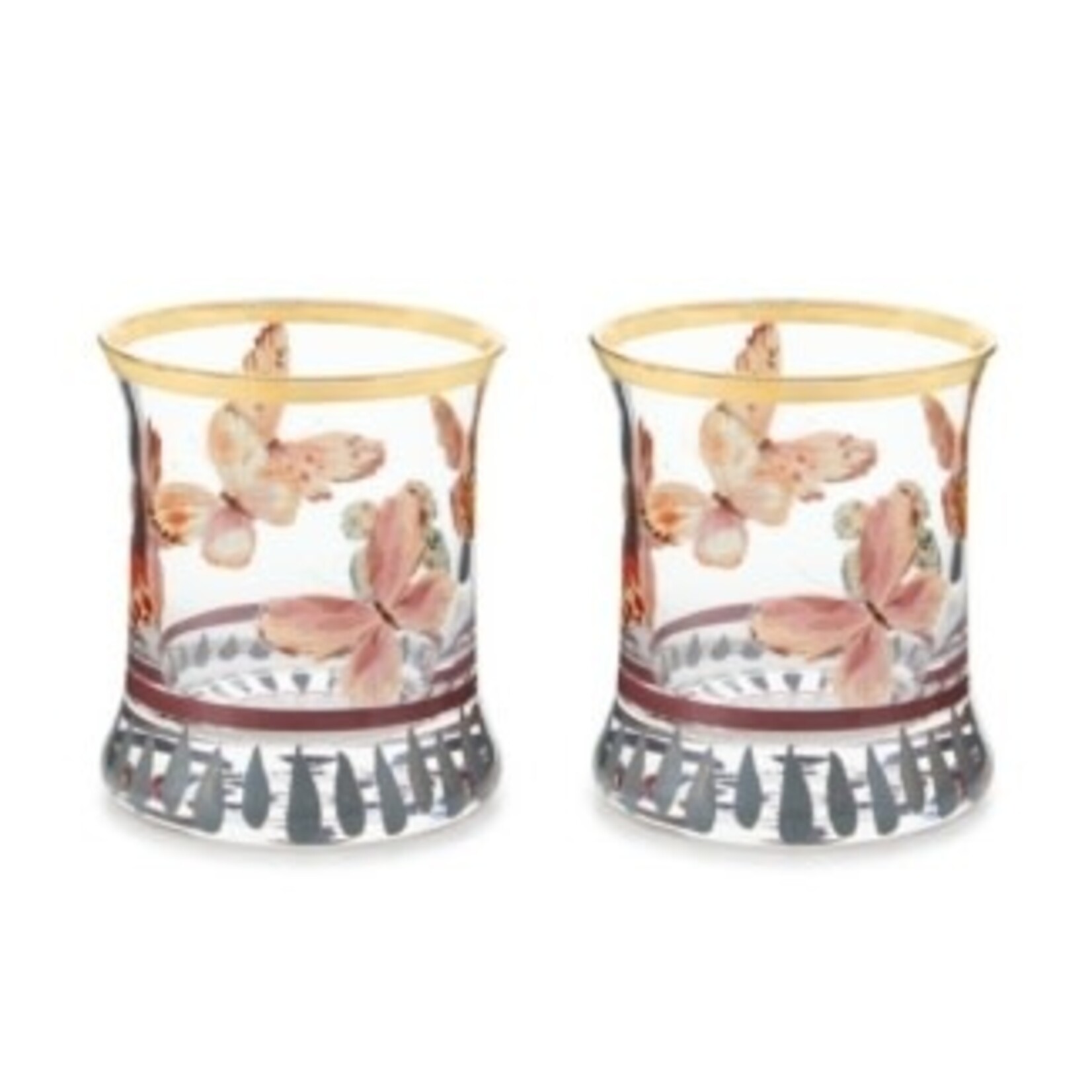 MacKenzie-Childs Butterfly Hill Tumbler Glass, Set of 2