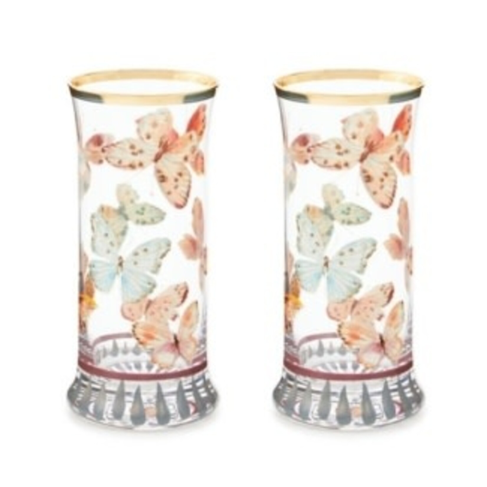 MacKenzie-Childs Butterfly Hill Highball Glass, Set of 2