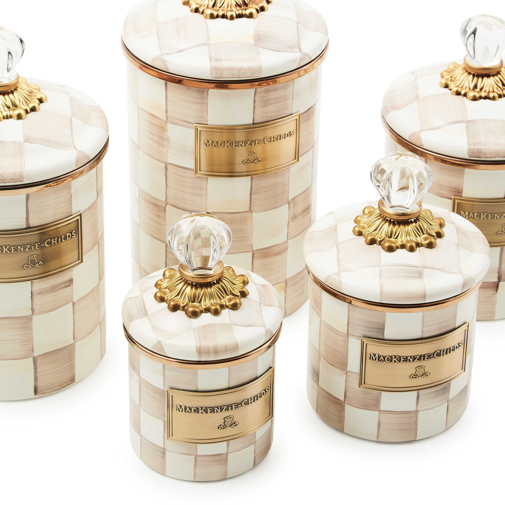 MacKenzie-Childs Mocha Check Mini Canister