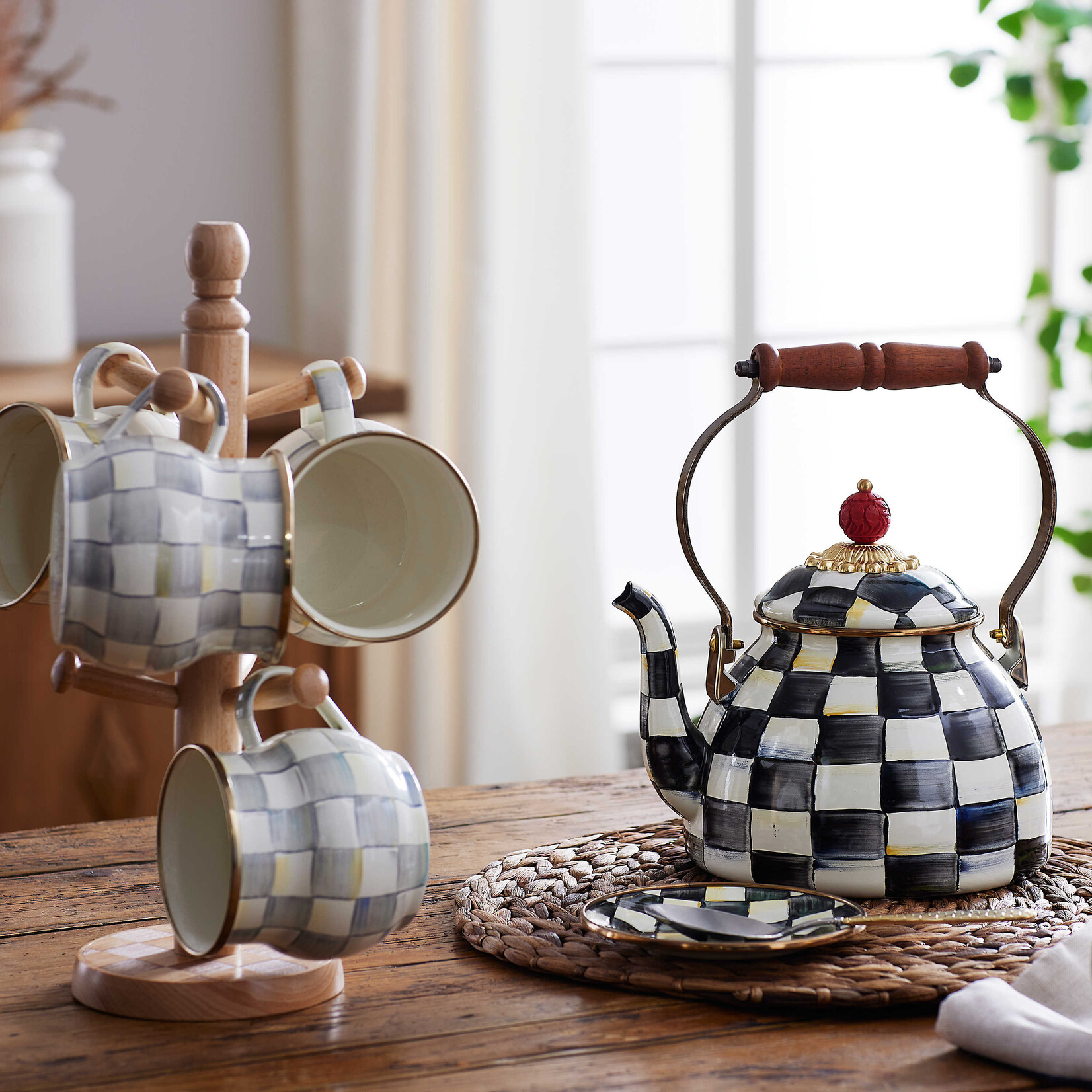 MacKenzie-Childs Courtly Check 2 Quart Tea Kettle