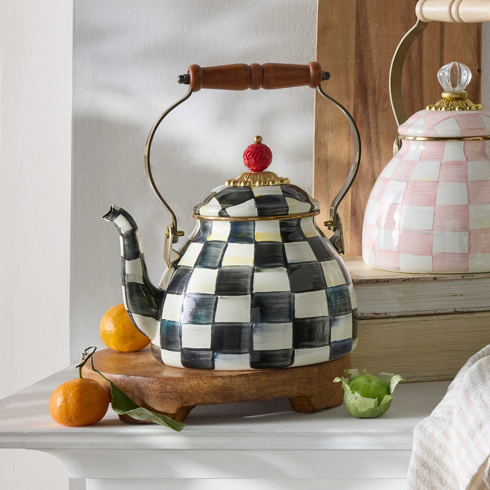 MacKenzie-Childs Courtly Check 2 Quart Tea Kettle