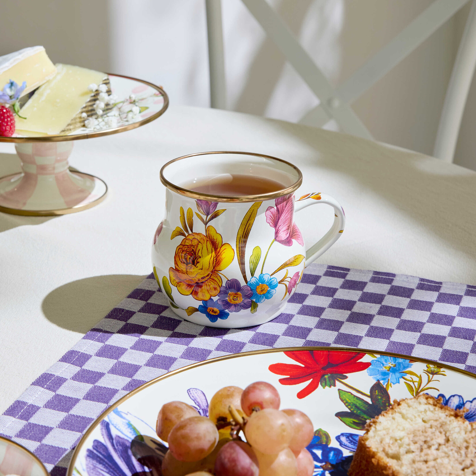 MacKenzie-Childs White Flower Market Mug