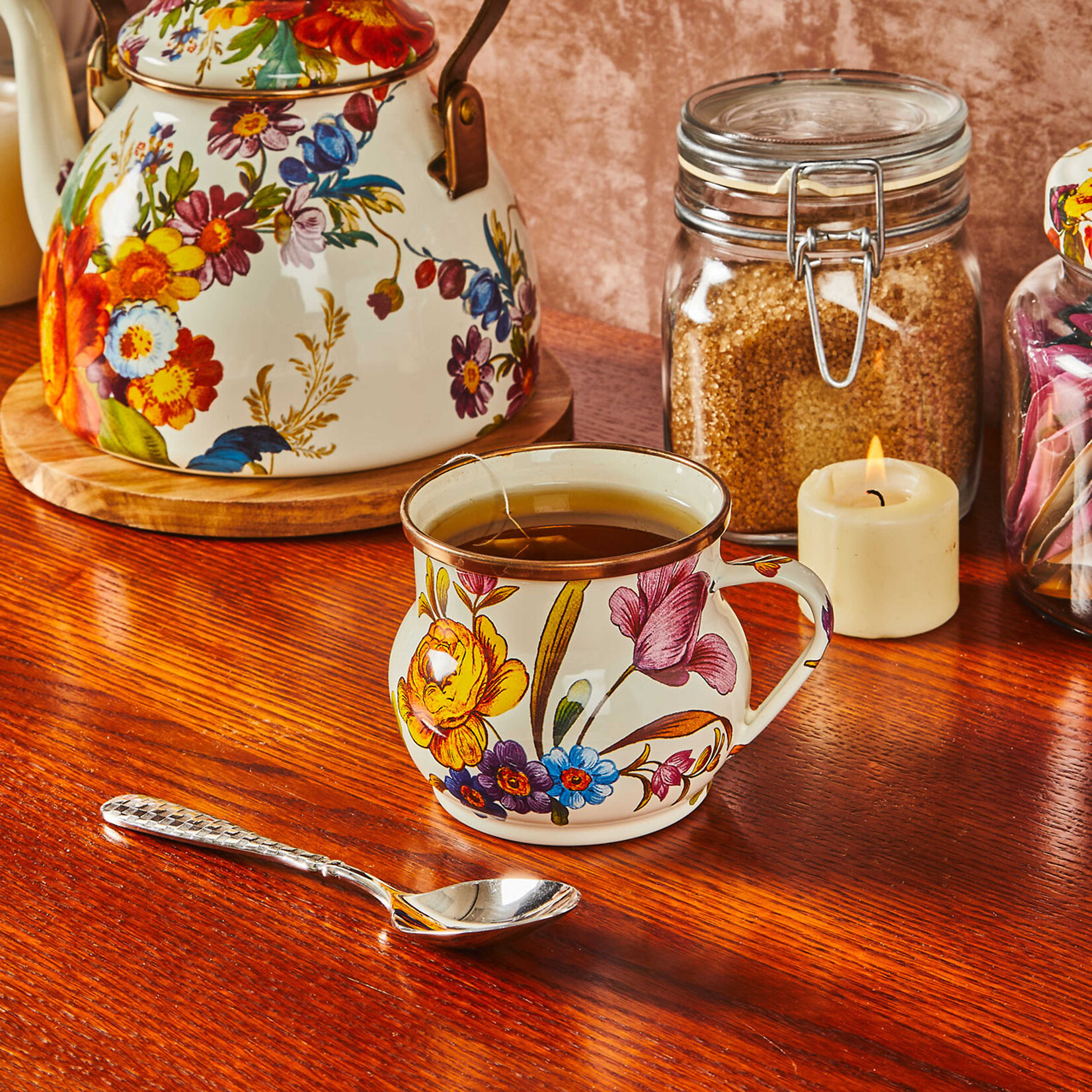 MacKenzie-Childs White Flower Market Mug