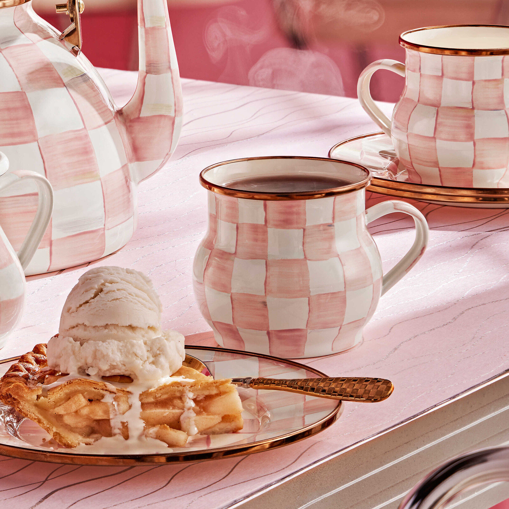 MacKenzie-Childs Rosy Check Mug