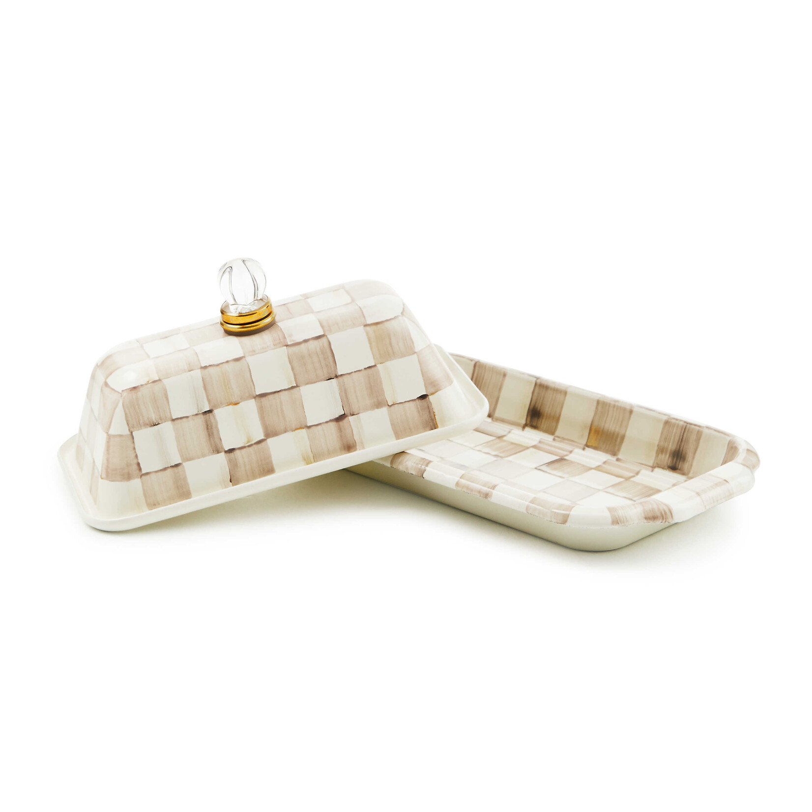 MacKenzie-Childs Mocha Check Butter Box