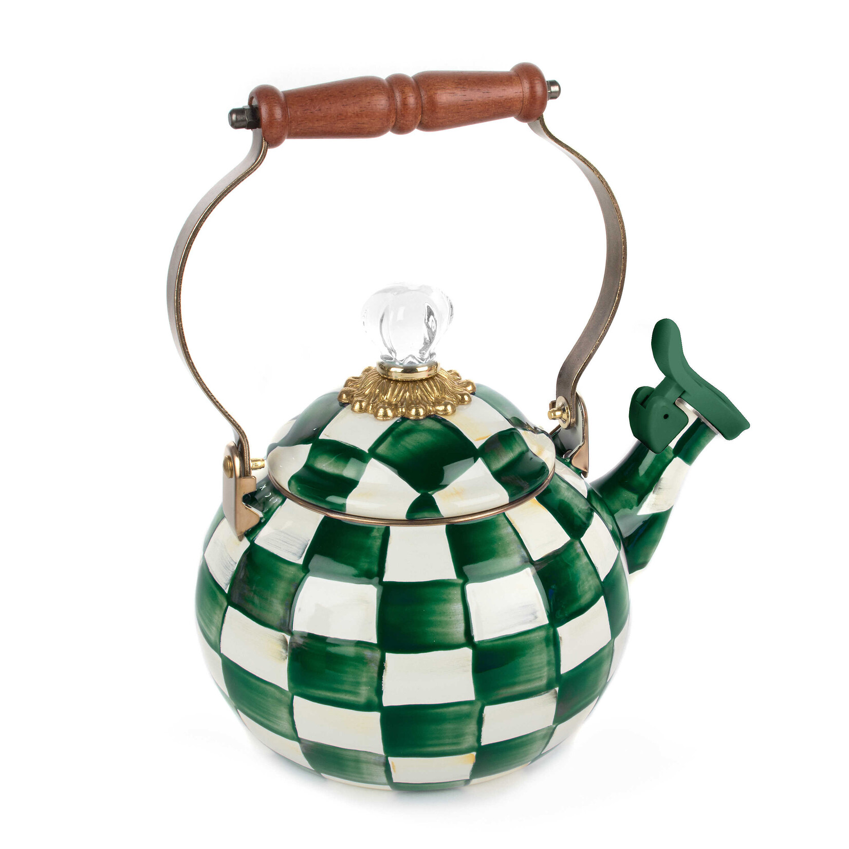 MacKenzie-Childs Emerald Check Whistling Tea Kettle