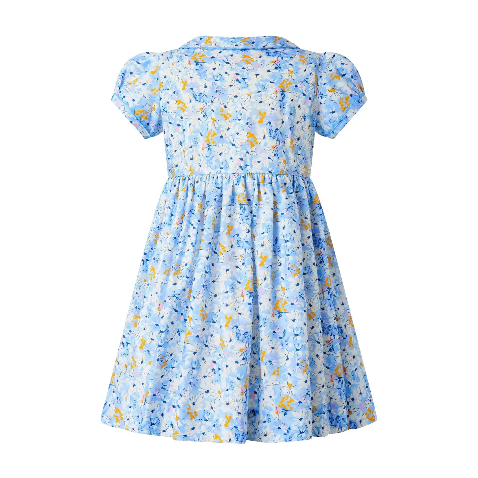 Rachel Riley Blue Daisy Button-Front Dress