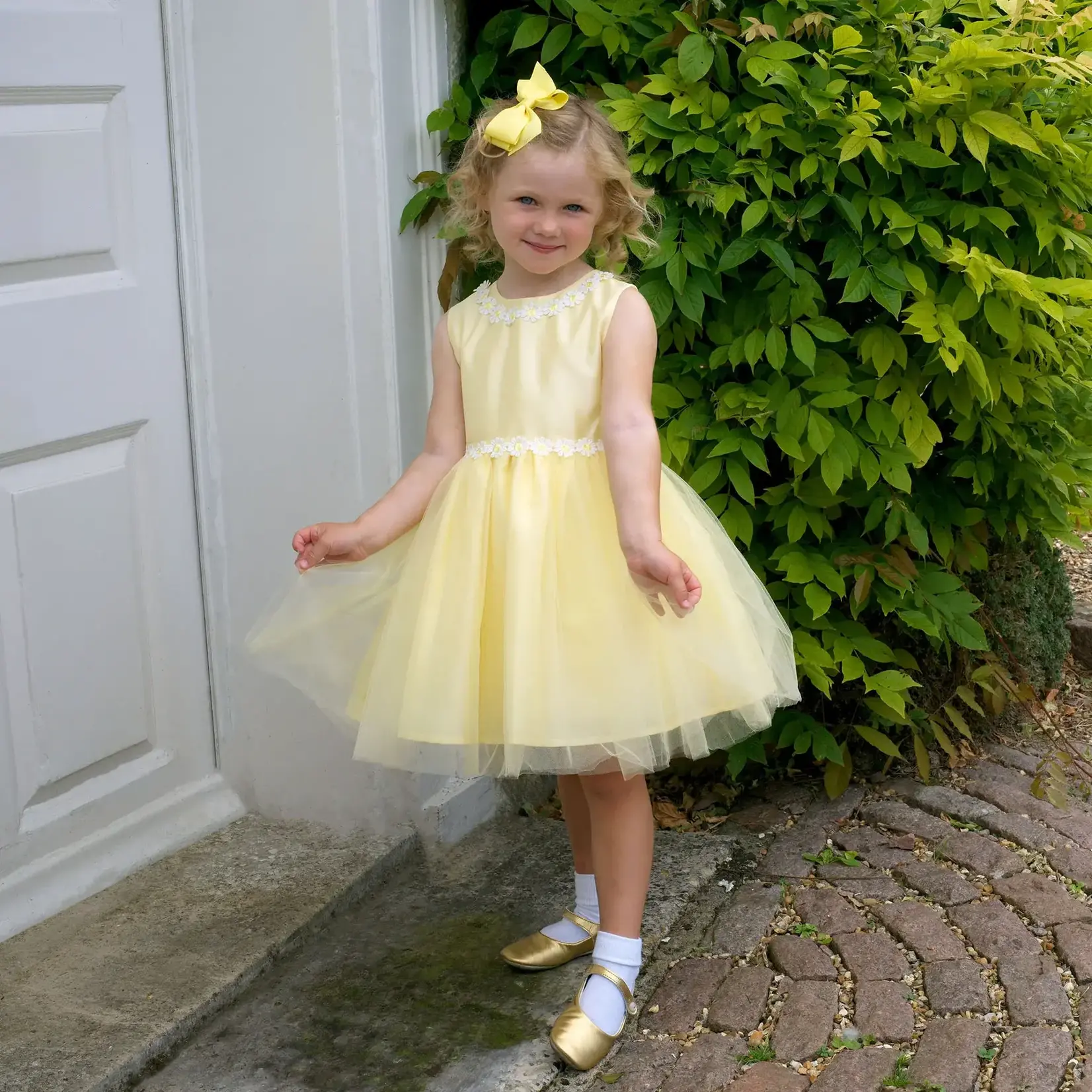 Rachel Riley Yellow Daisy Tulle Dress