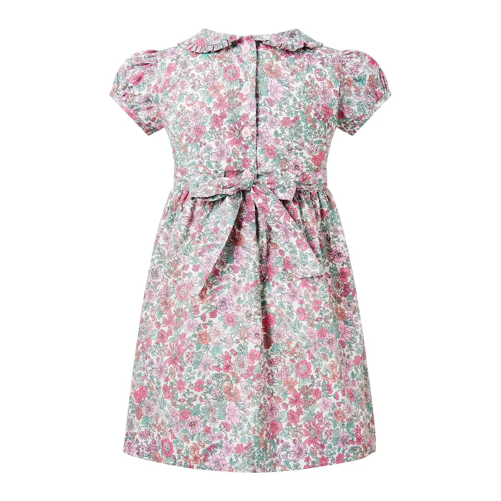 Rachel Riley Pink Leafy Floral Frill Dress