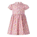 Rachel Riley Pink & Purple Floral Half Button-front Dress