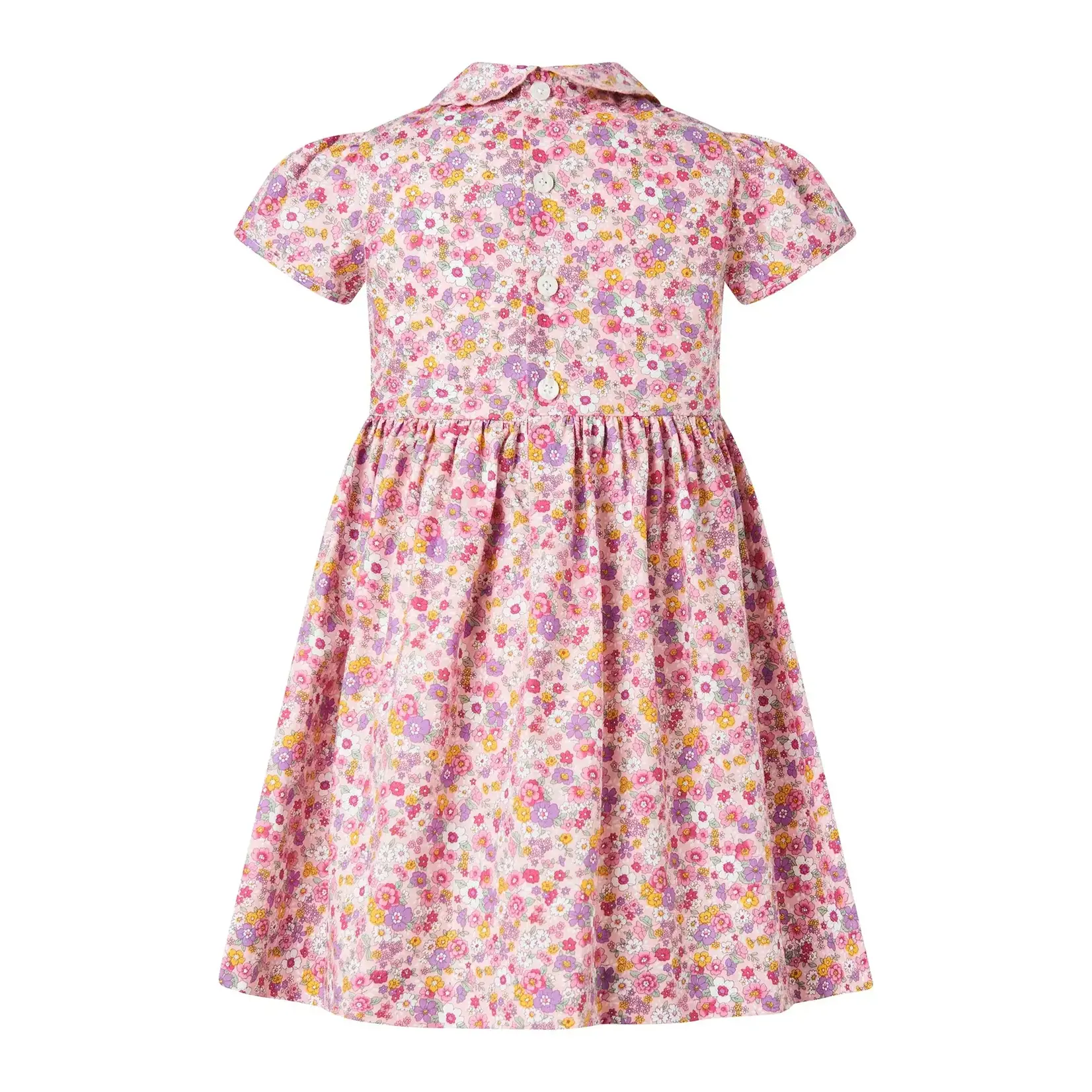 Rachel Riley Pink & Purple Floral Half Button-front Dress