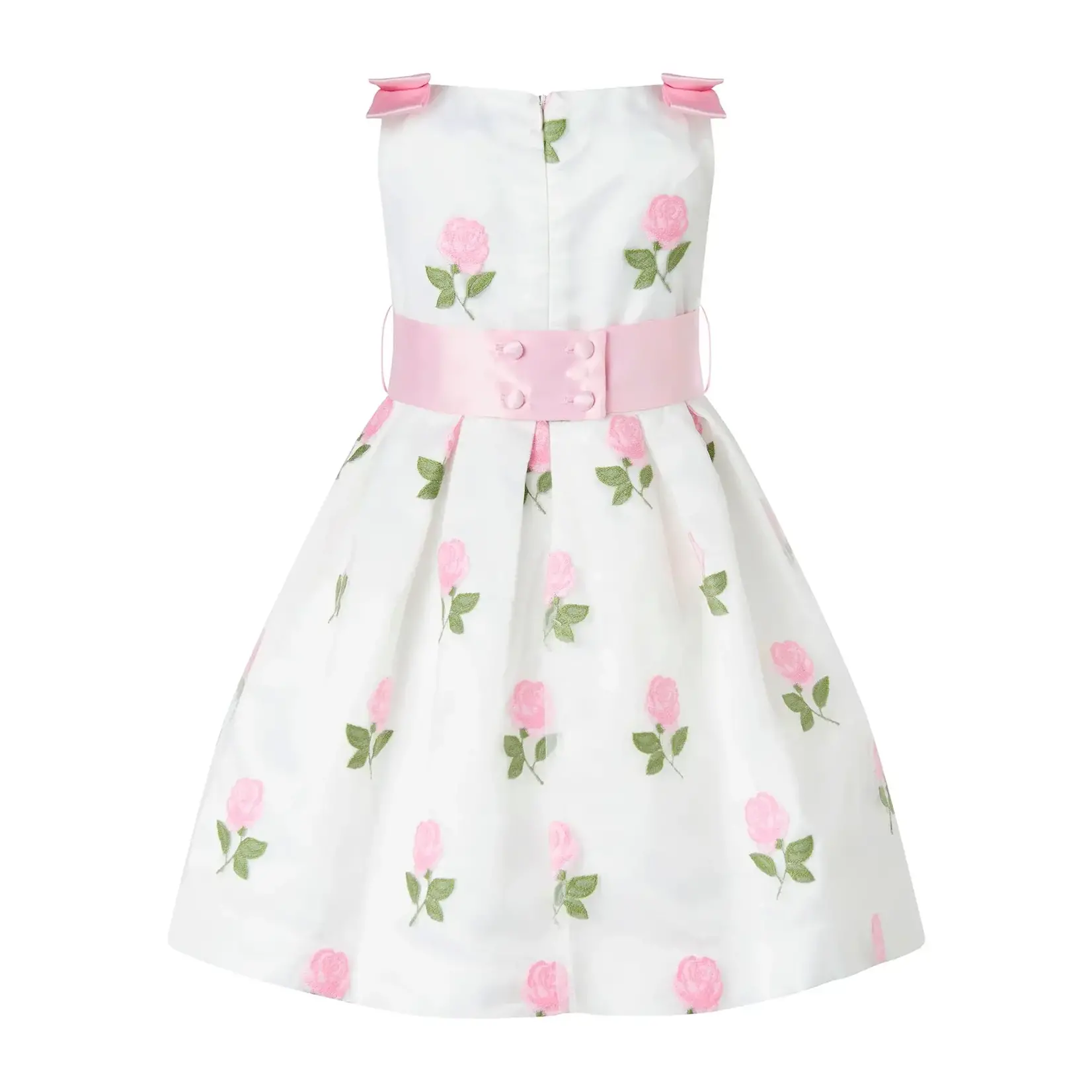 Rachel Riley Pink Rose Embroidered Organza Dress