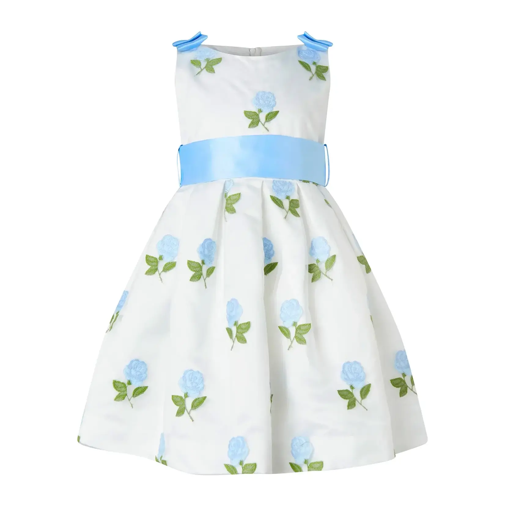 Rachel Riley Blue Rose Embroidered Organza Dress