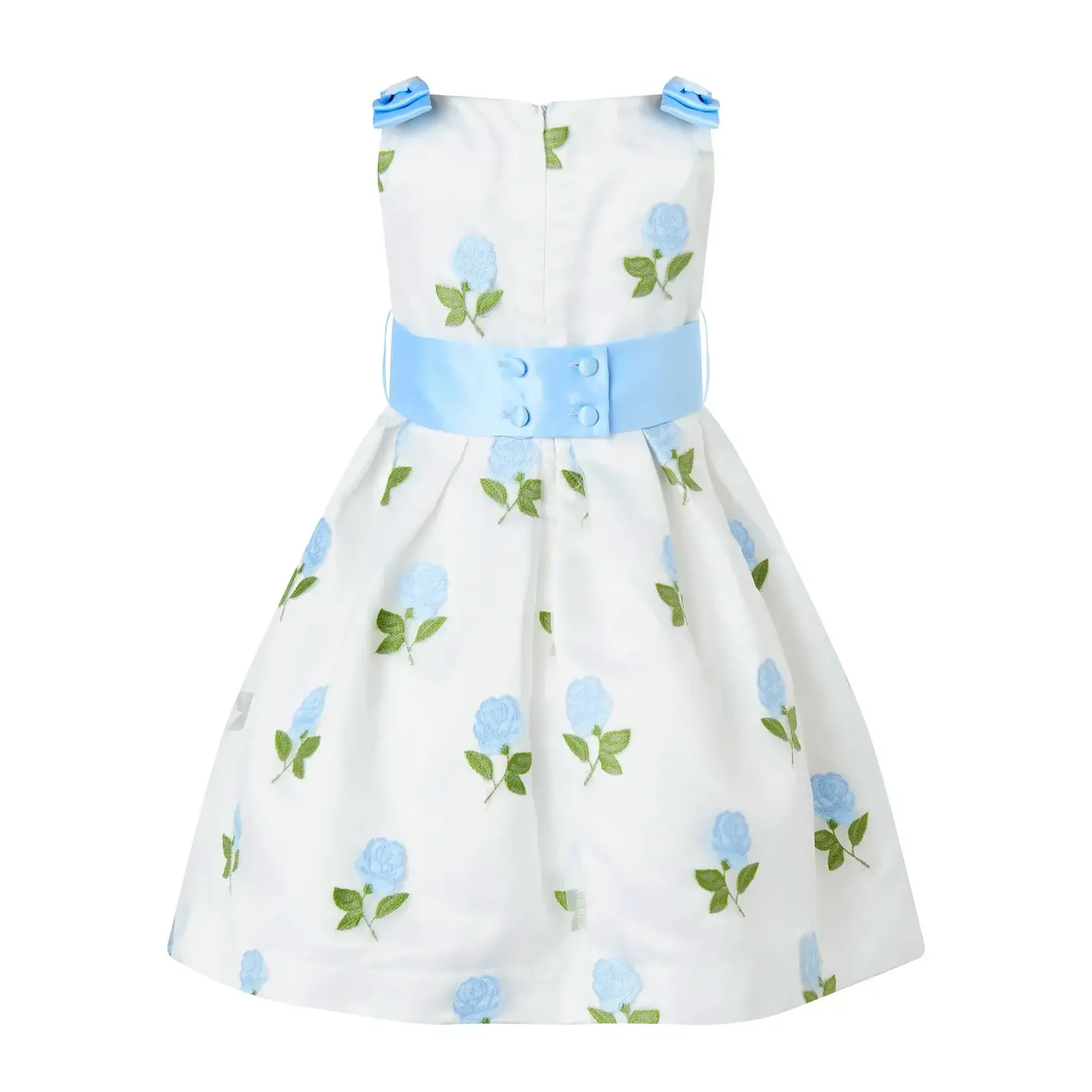 Rachel Riley Blue Rose Embroidered Organza Dress