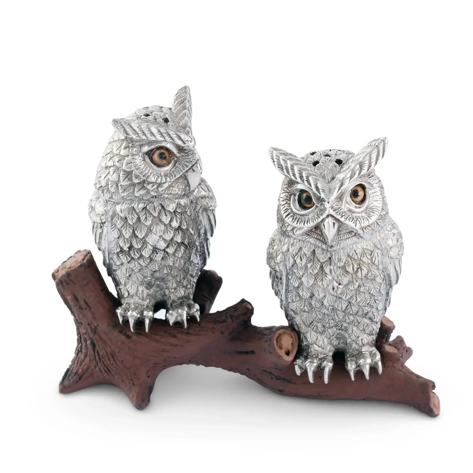 Vagabond House Owl On Log Salt and Pepper Shaker