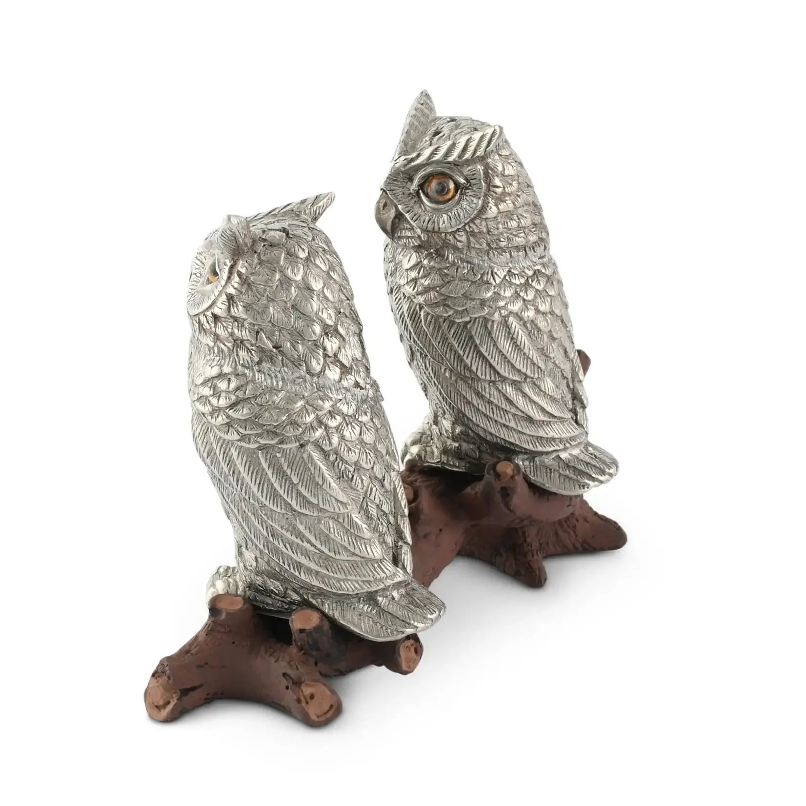 Vagabond House Owl On Log Salt and Pepper Shaker