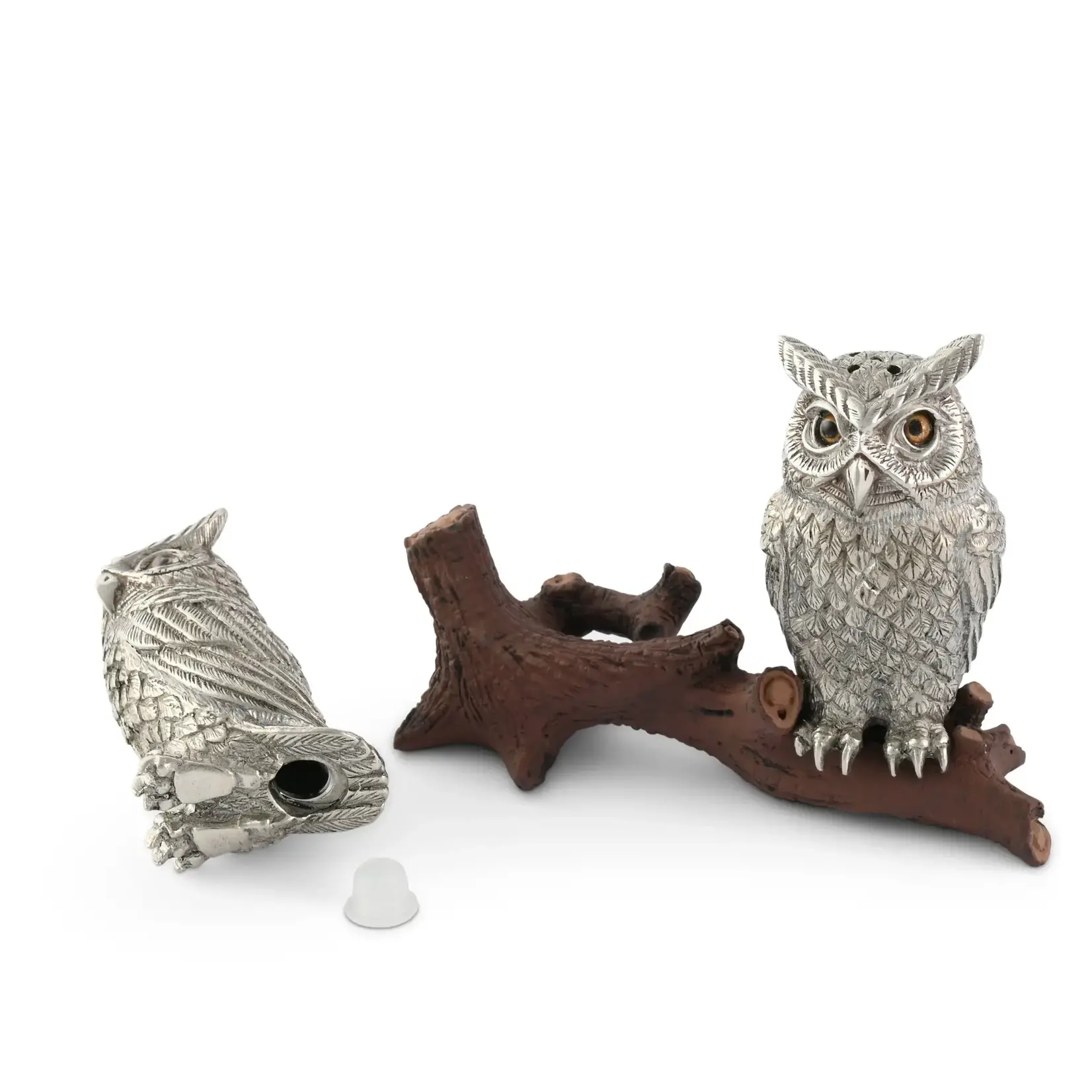Vagabond House Owl On Log Salt and Pepper Shaker