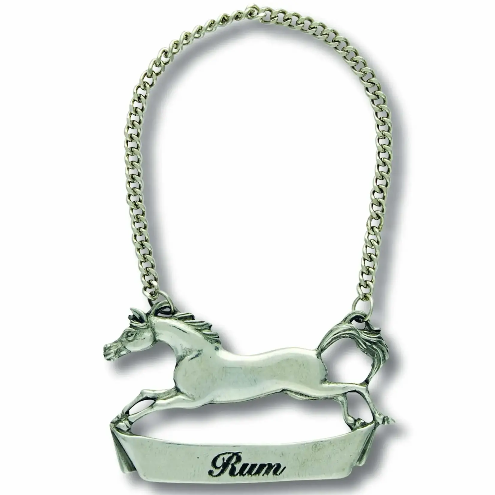 Vagabond House Rum Pewter Galloping Steed Decanter Tags