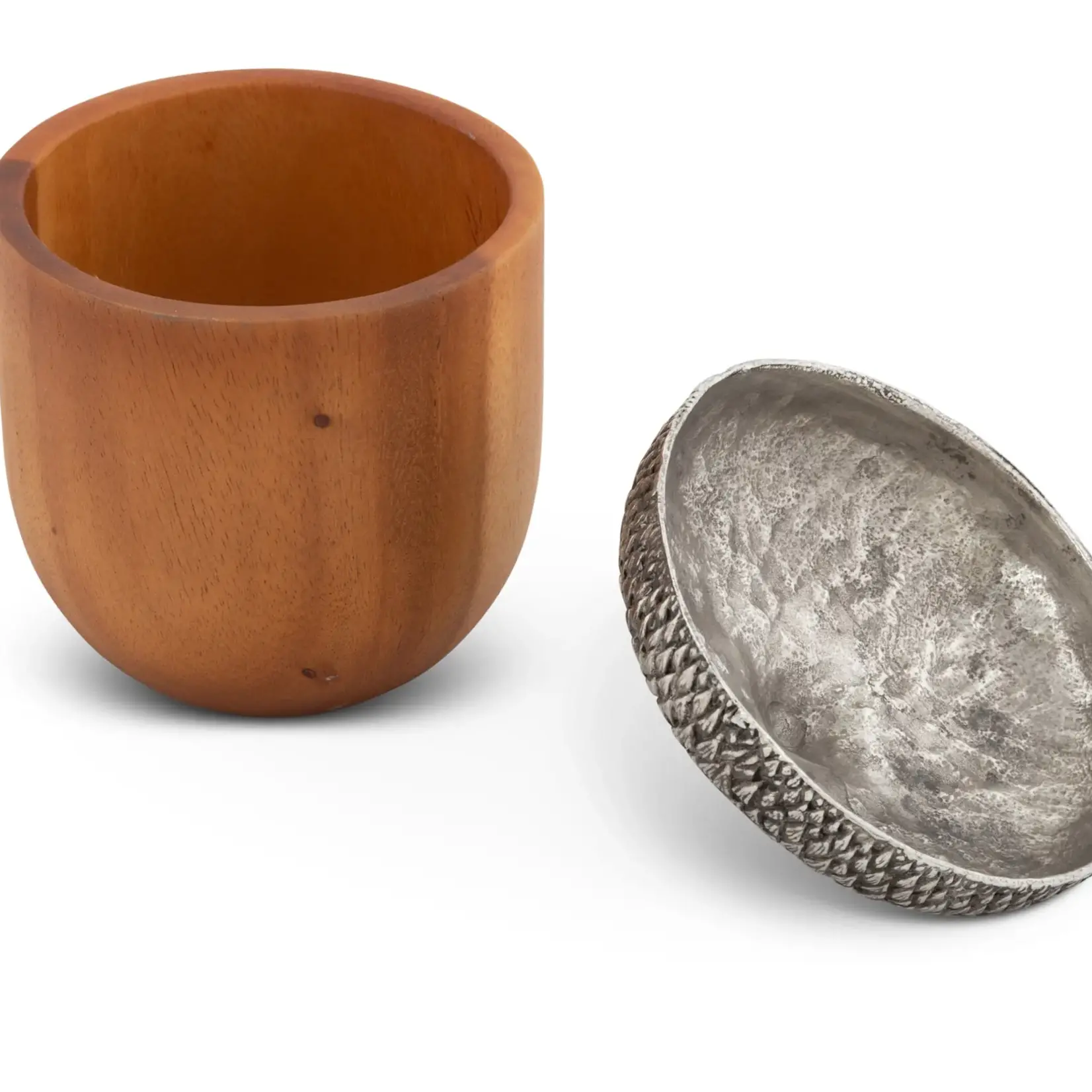 Vagabond House Pewter Top Wood Acorn Box